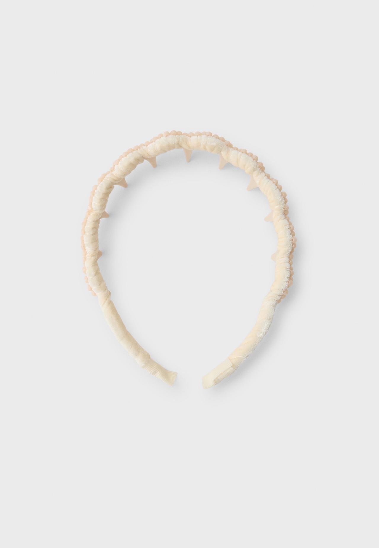Rigid shimmery headband — Ecru