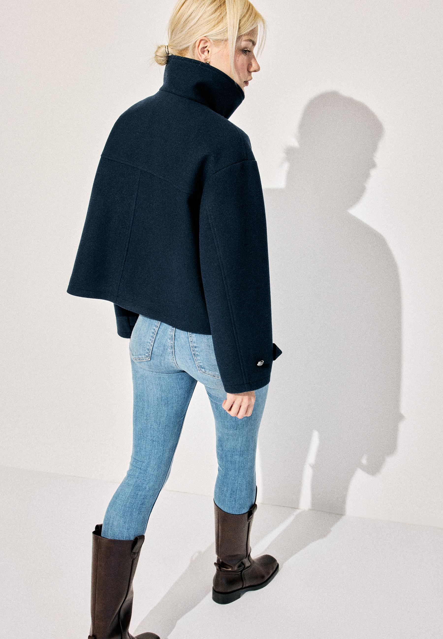 Soft-touch crossover high neck jacket - Women's fashion