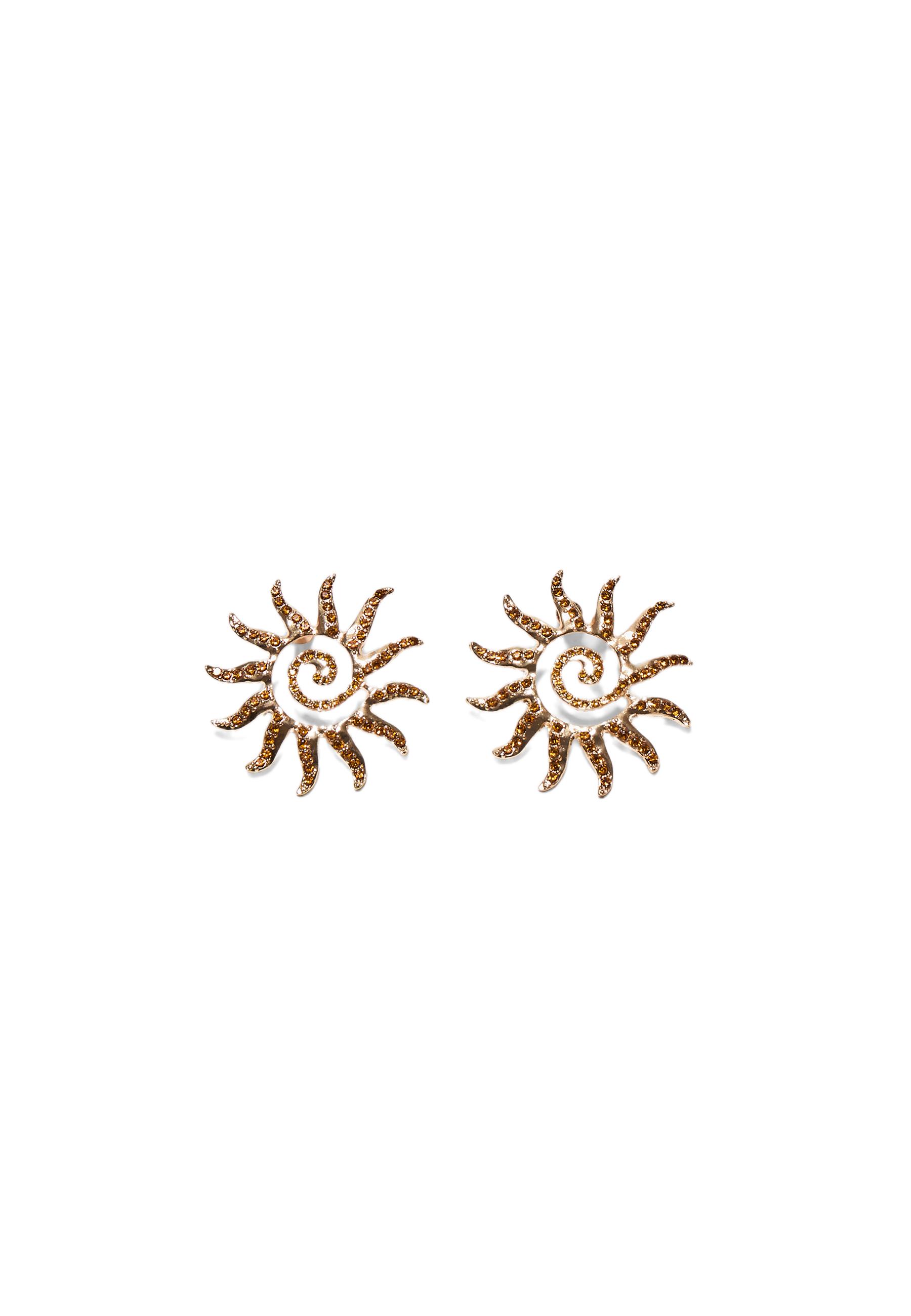 Small sun rhinestone earrings — Gold