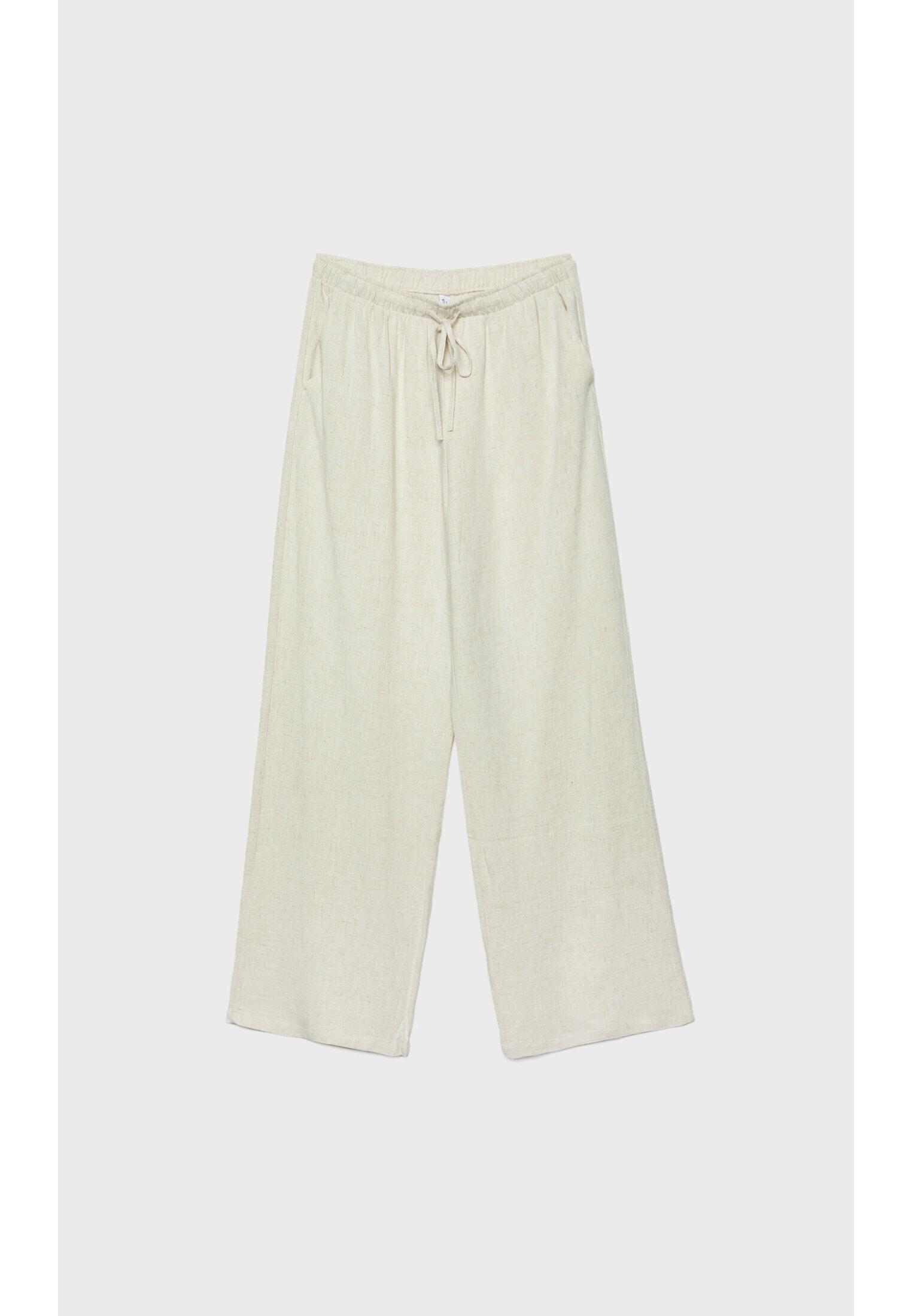 Straight-leg linen-look trousers — Stone