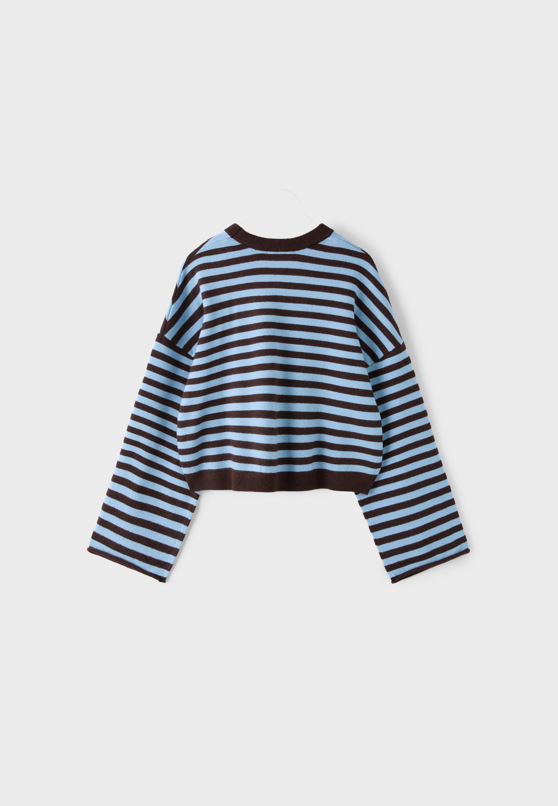 Wide sleeve cropped knit jumper — Brown