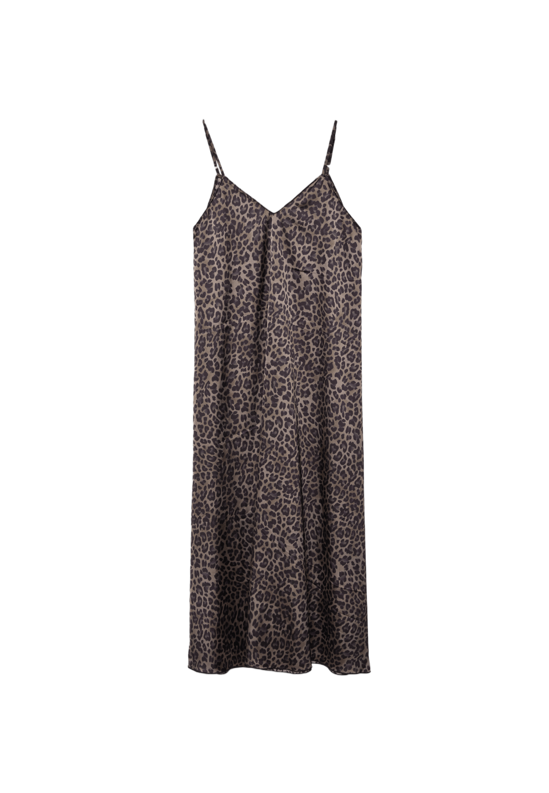 Long flowing satin dress — Mid beige