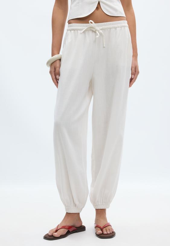 pantaloni da gaucho effetto lino
