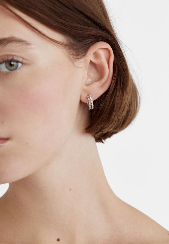 set 9 pendientes aros brillos y perlas