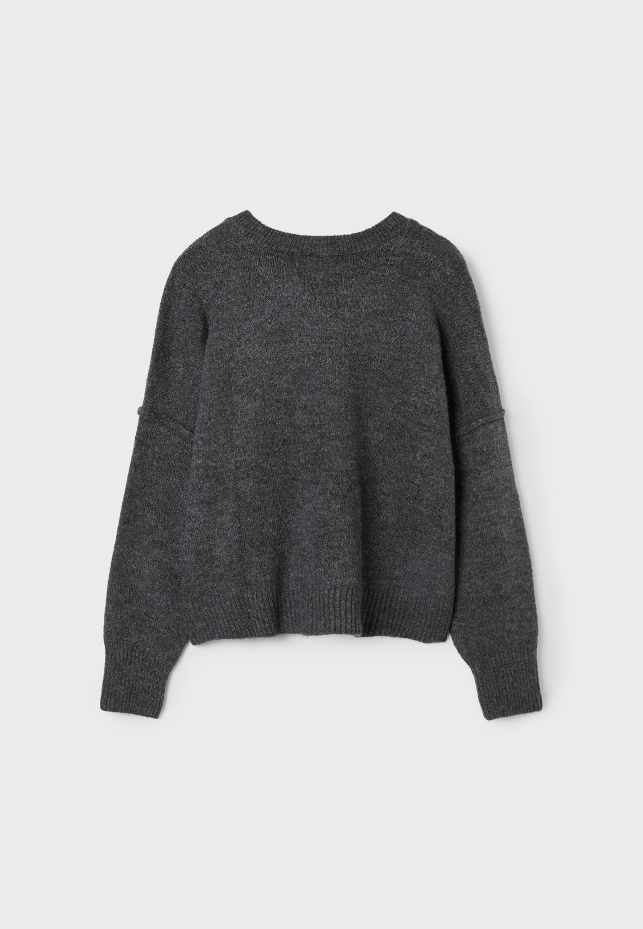 Round neck knit jumper — Dark grey