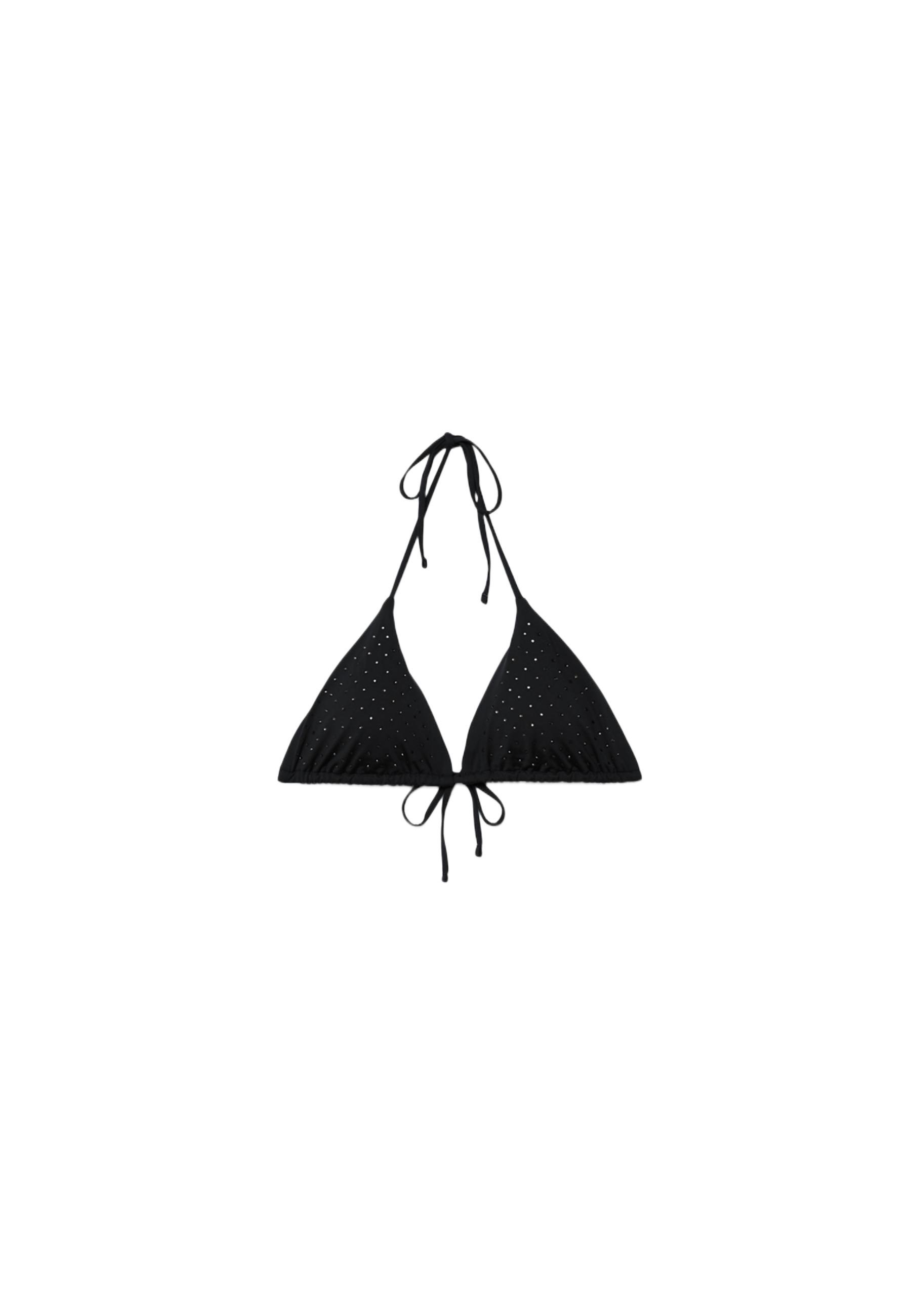 Shimmery triangle bikini top — Black (alternate view)