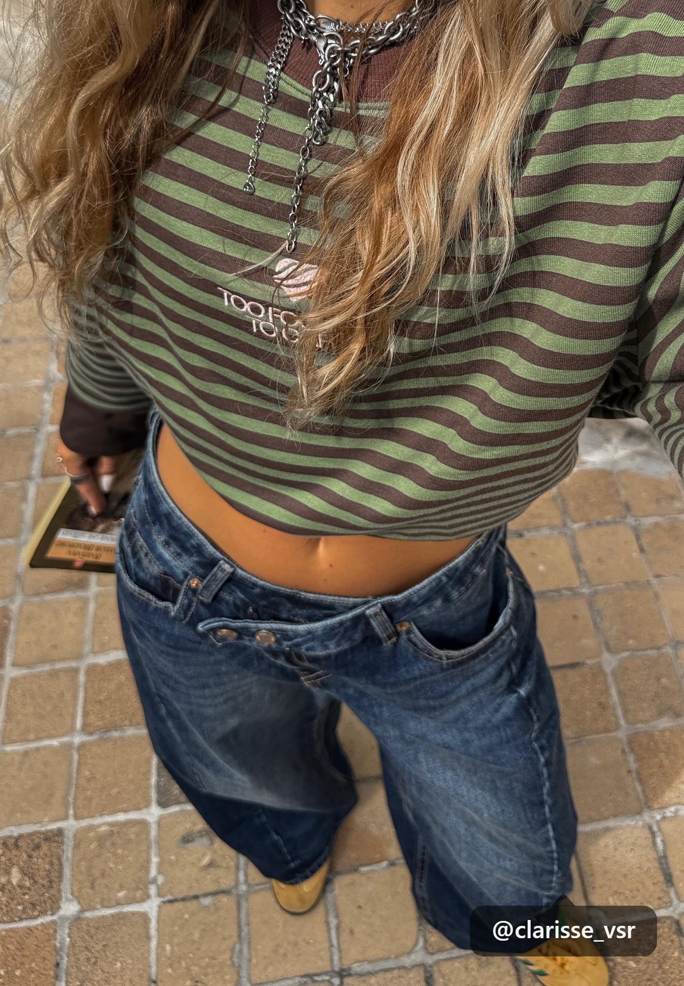 Stradivarius Çapraz belli baggy jean