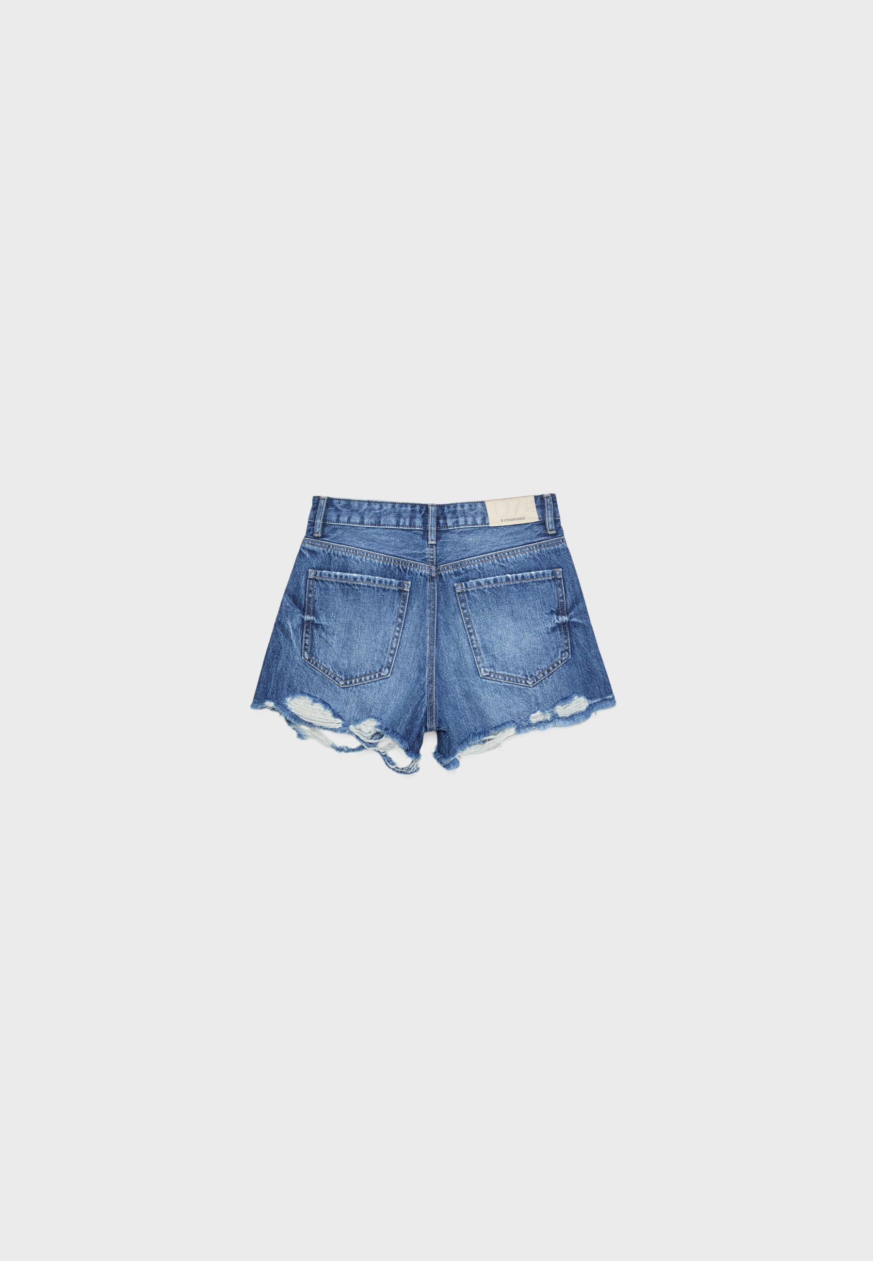 D75 distressed denim şort - Görsel 7
