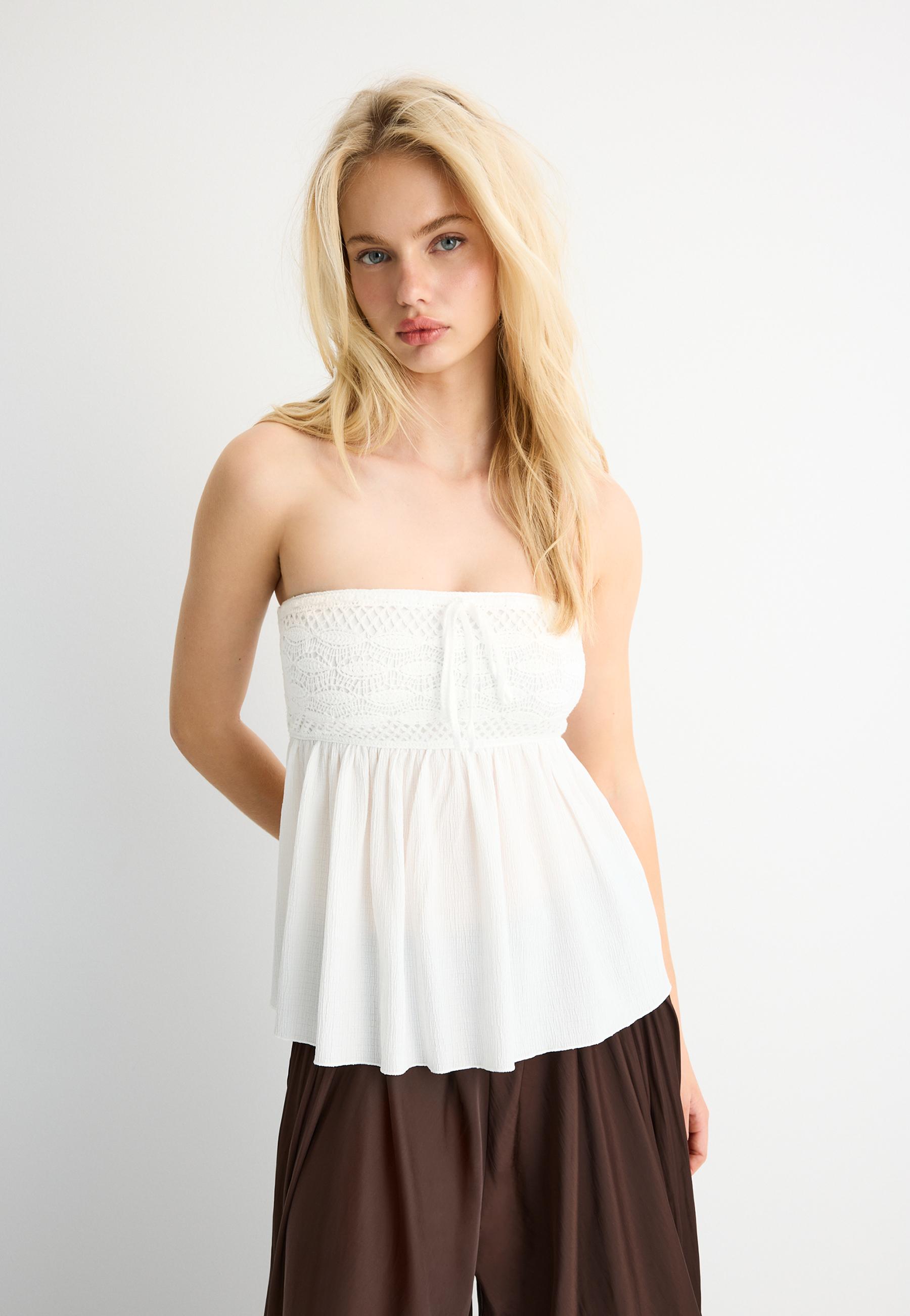 Crochet bandeau top — White