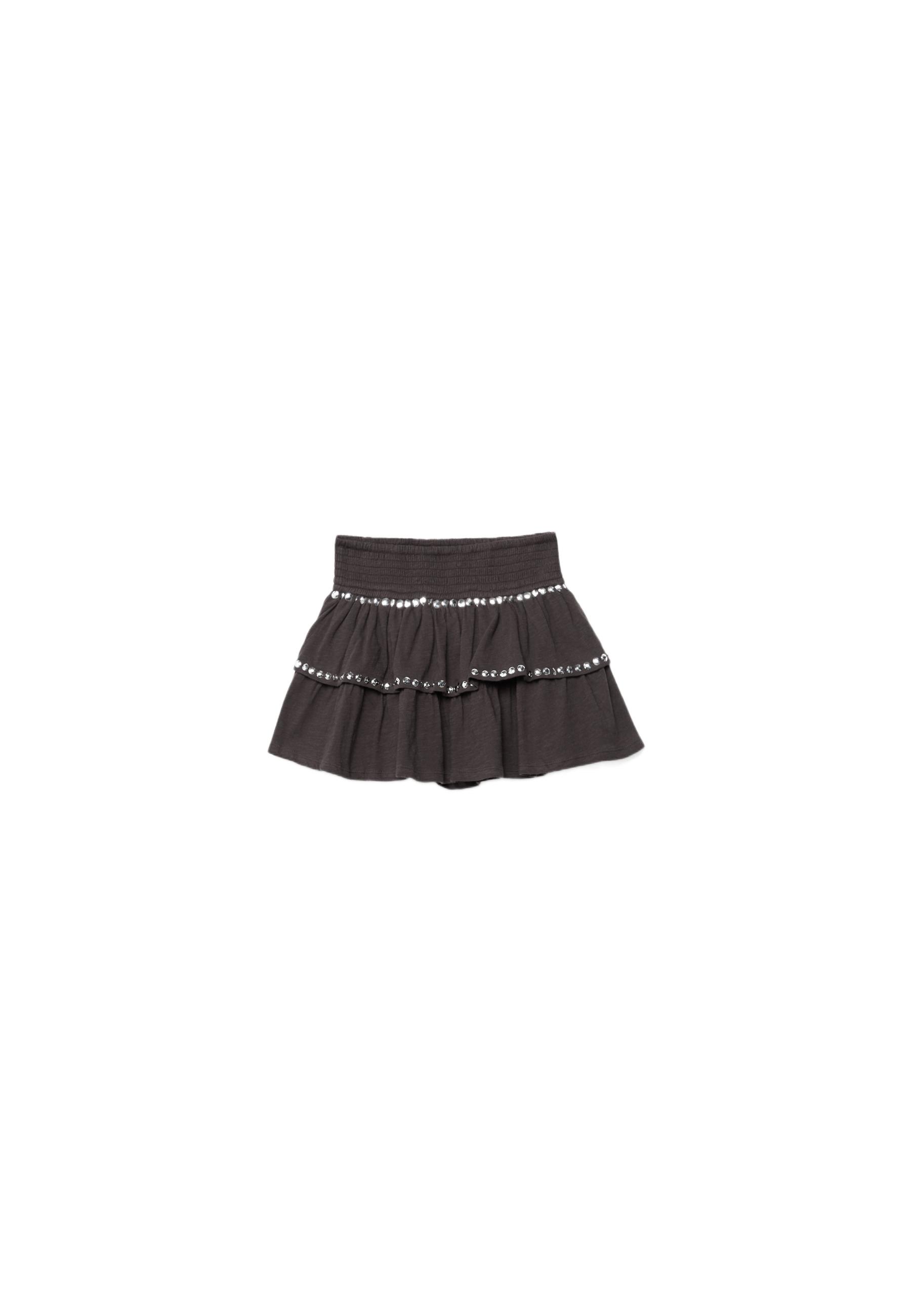 Studded ruffled mini skirt — Brown