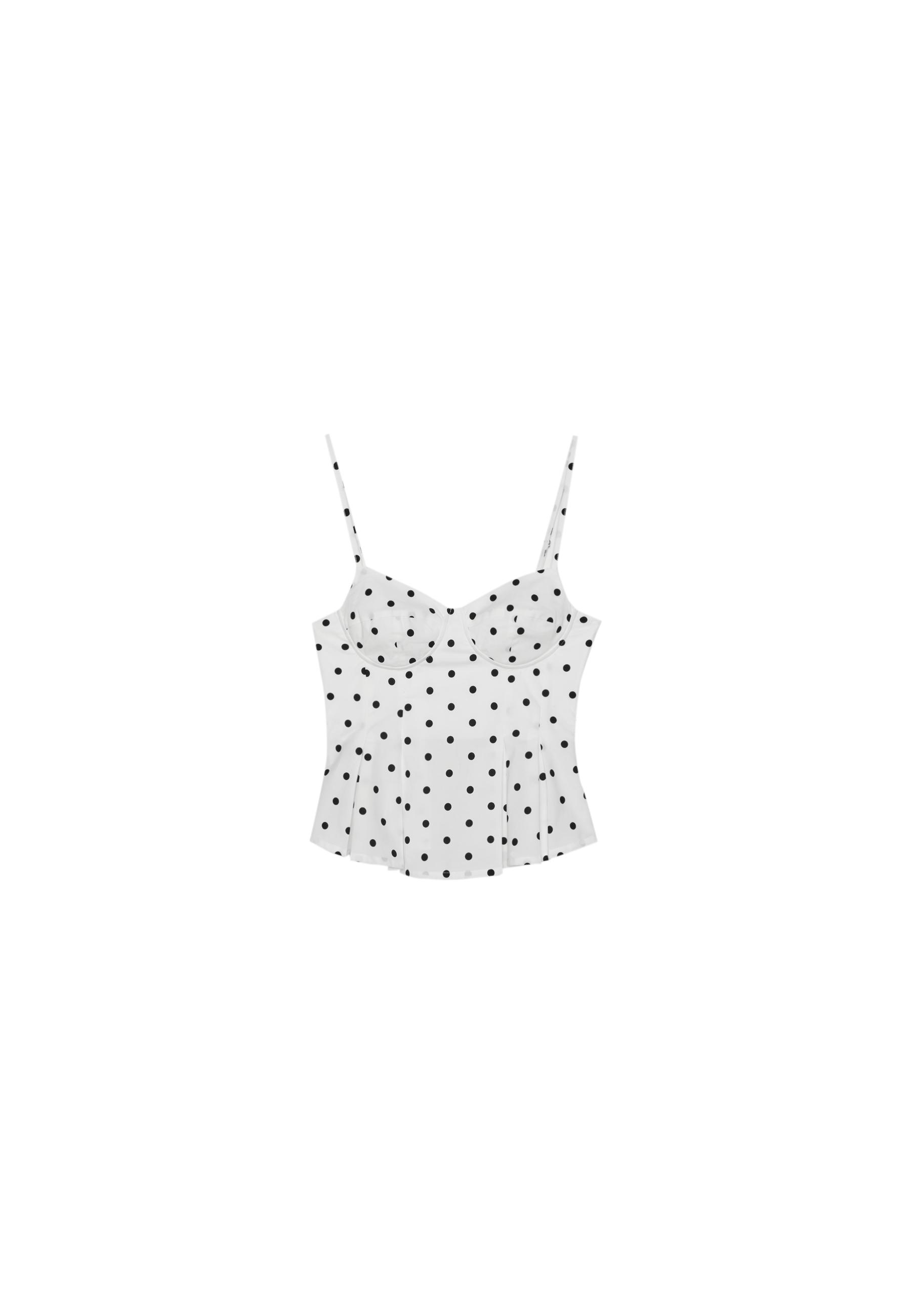 Pleated strappy top — Ecru