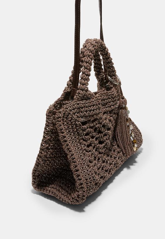 bolso tote crochet hilo metalizado