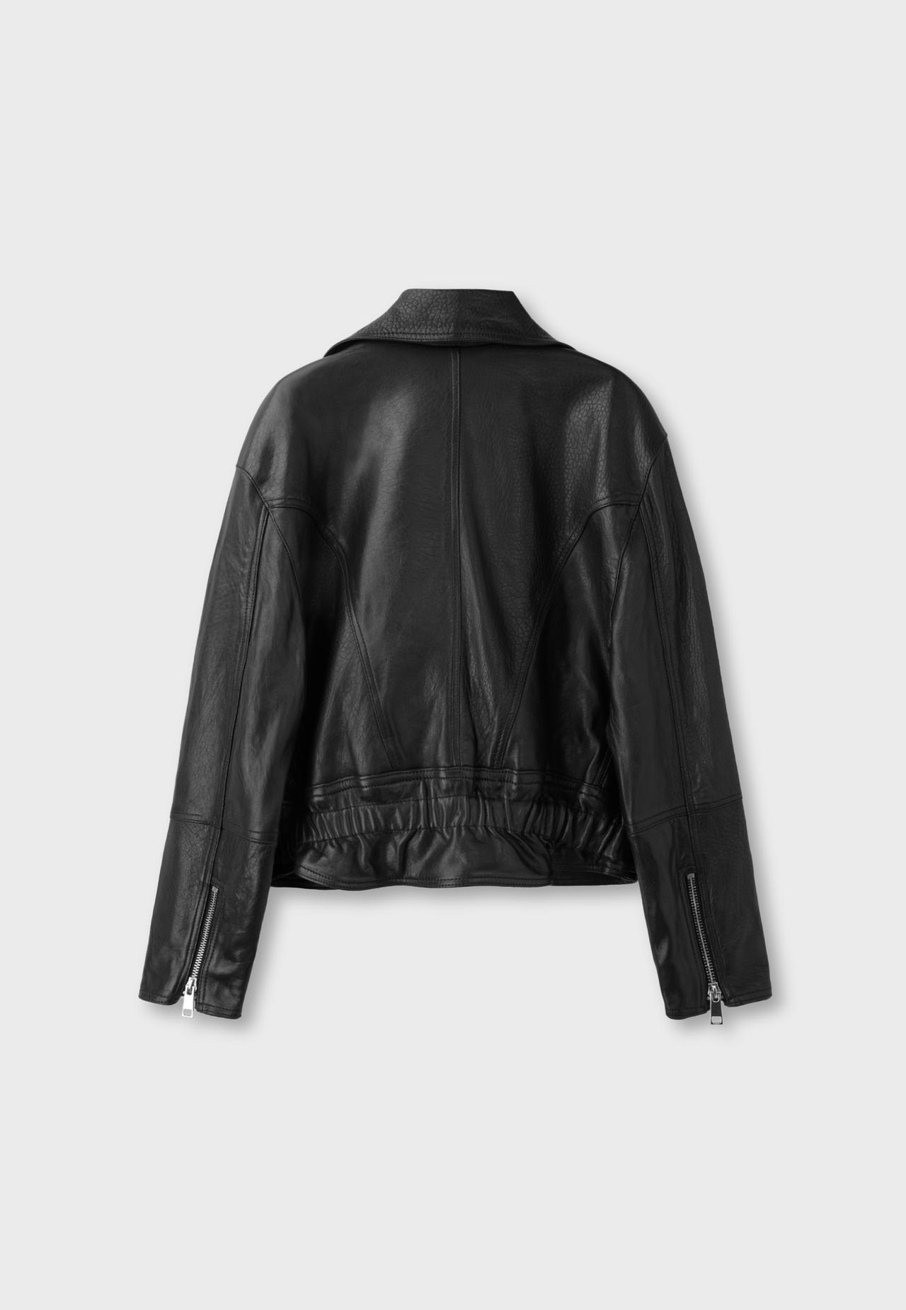 100% leather biker jacket — Black