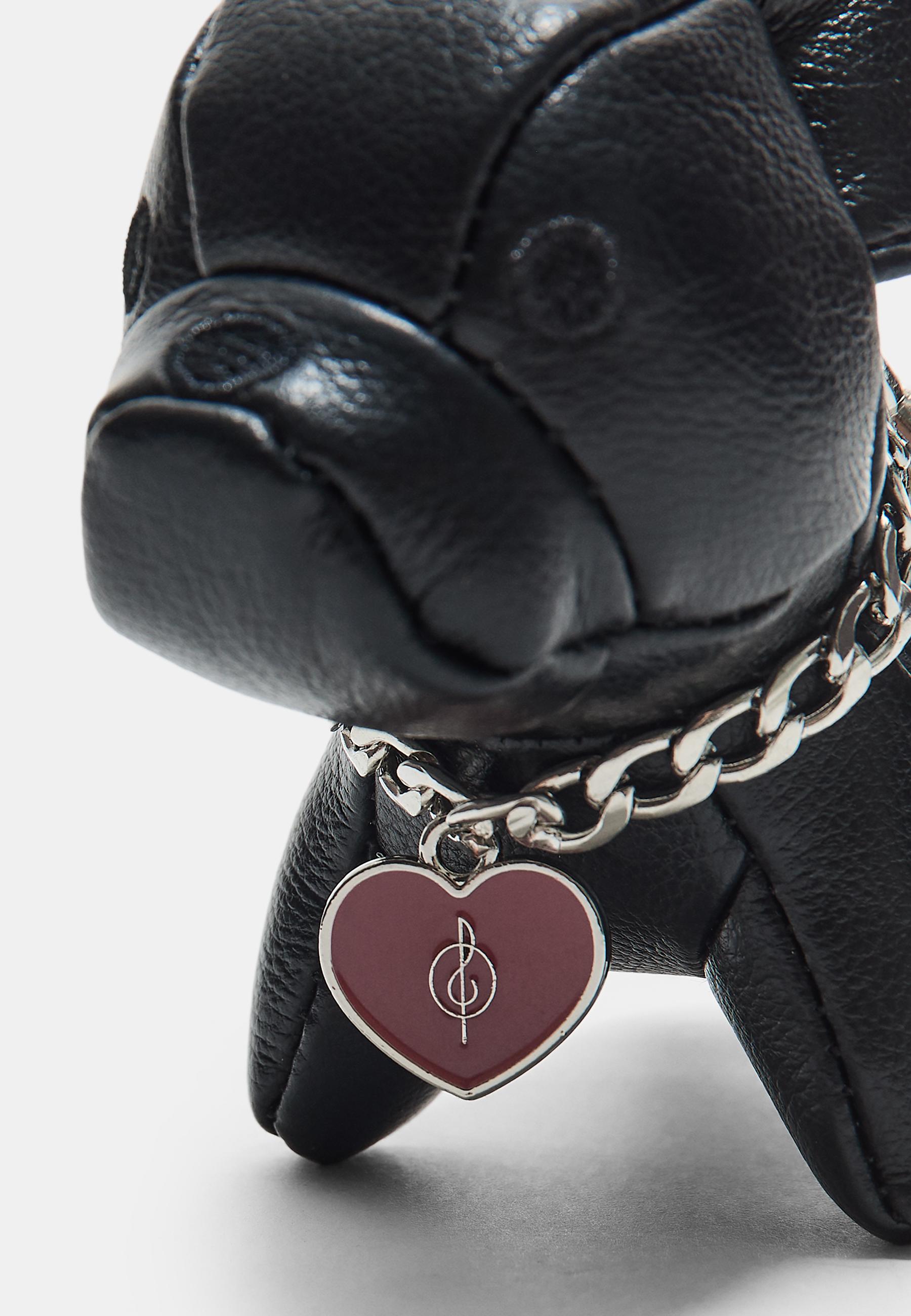 Dog charm keyring with a leather effect — Black