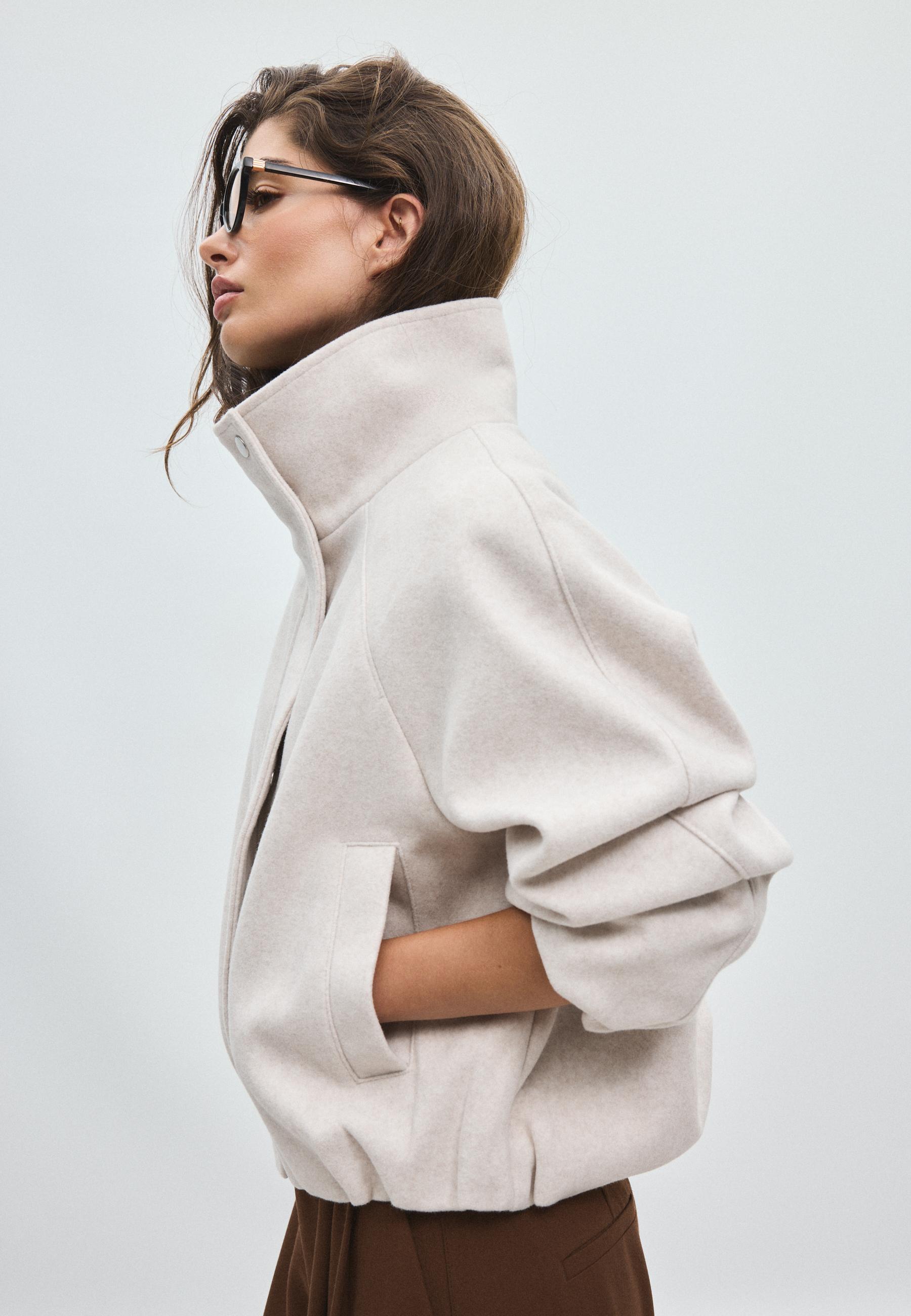Soft-touch bomber jacket — Ecru