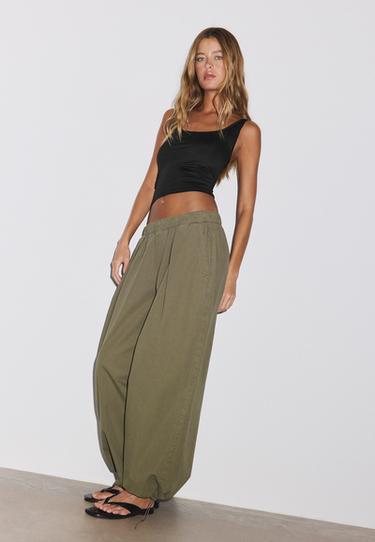 Poplin barrel trousers with stoppers — Khaki 2