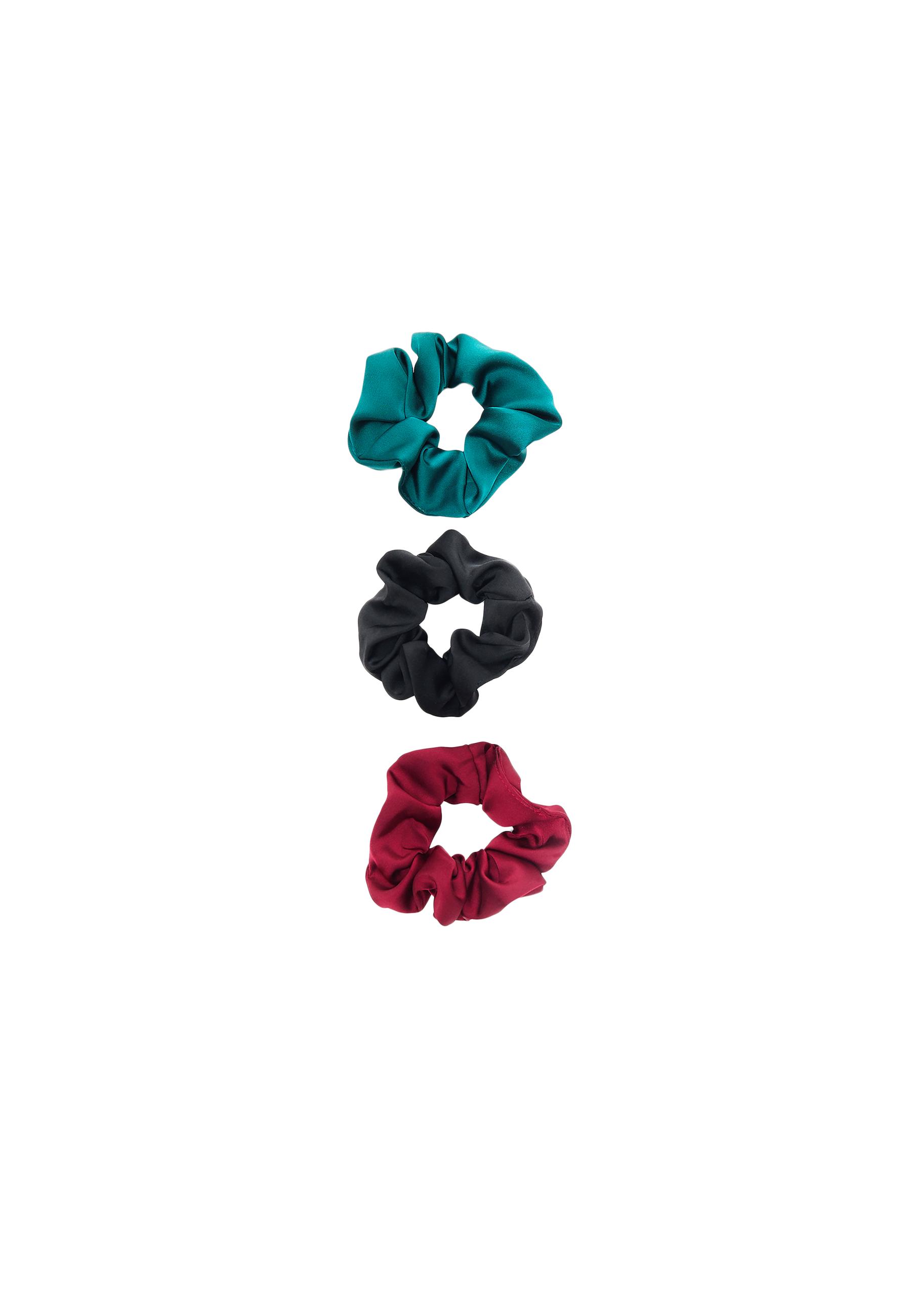 Set of 3 satin scrunchies — Dark red