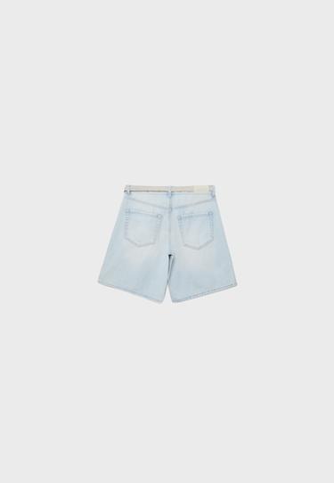 Belted denim Bermuda shorts — LIGHT BLEACH 8