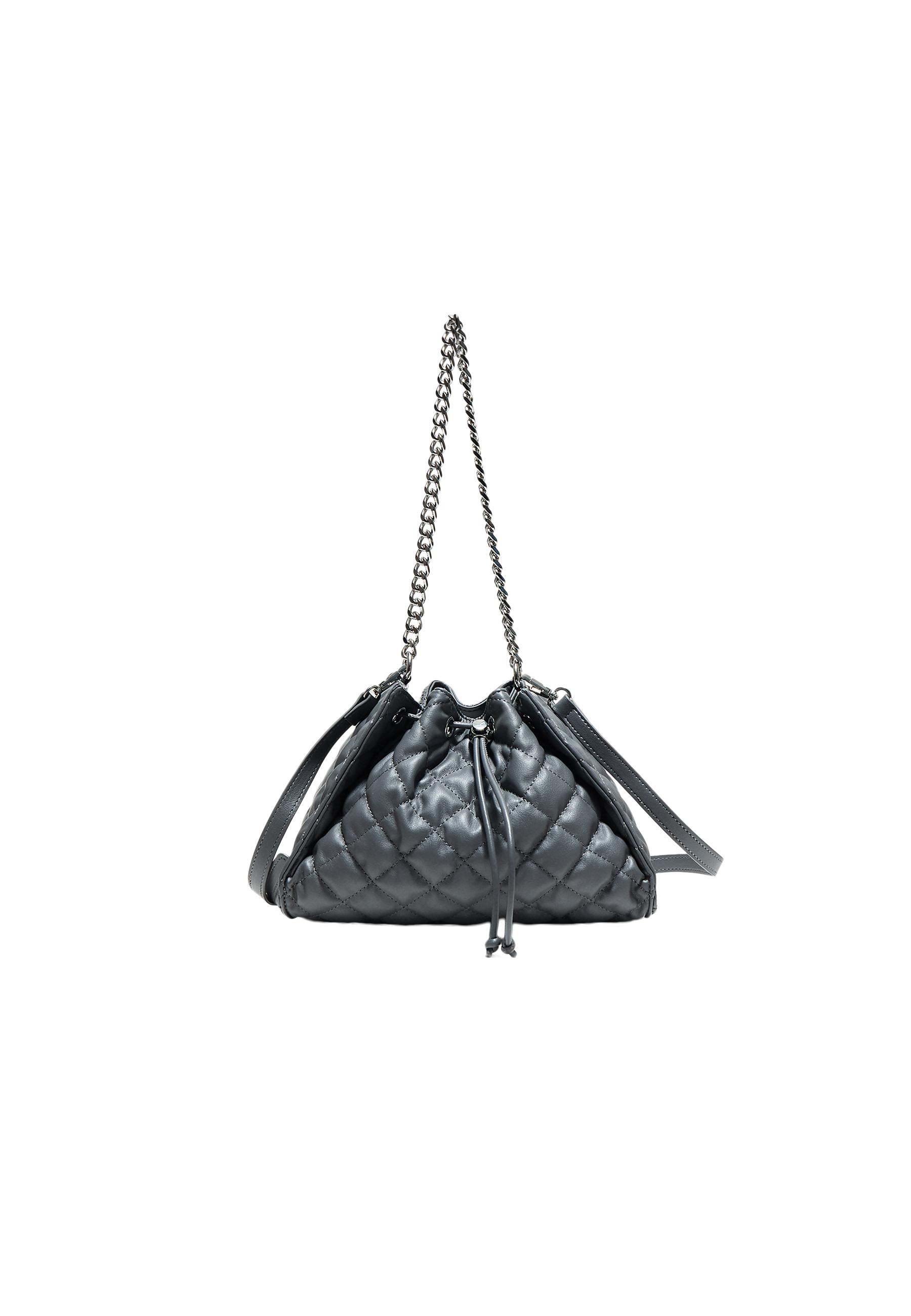 Quilted gathered shoulder bag — Dark grey