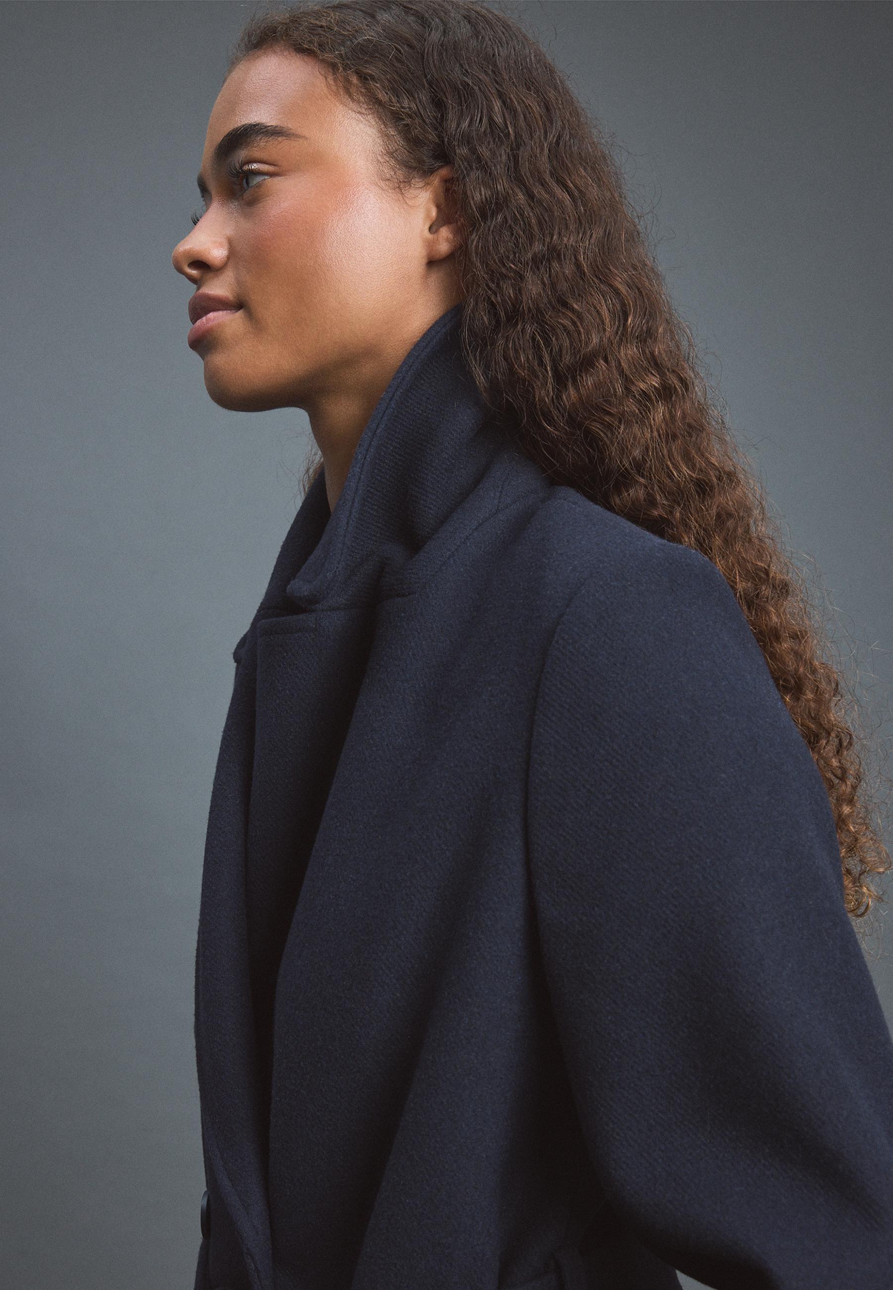 Long coat with belt — Dark blue