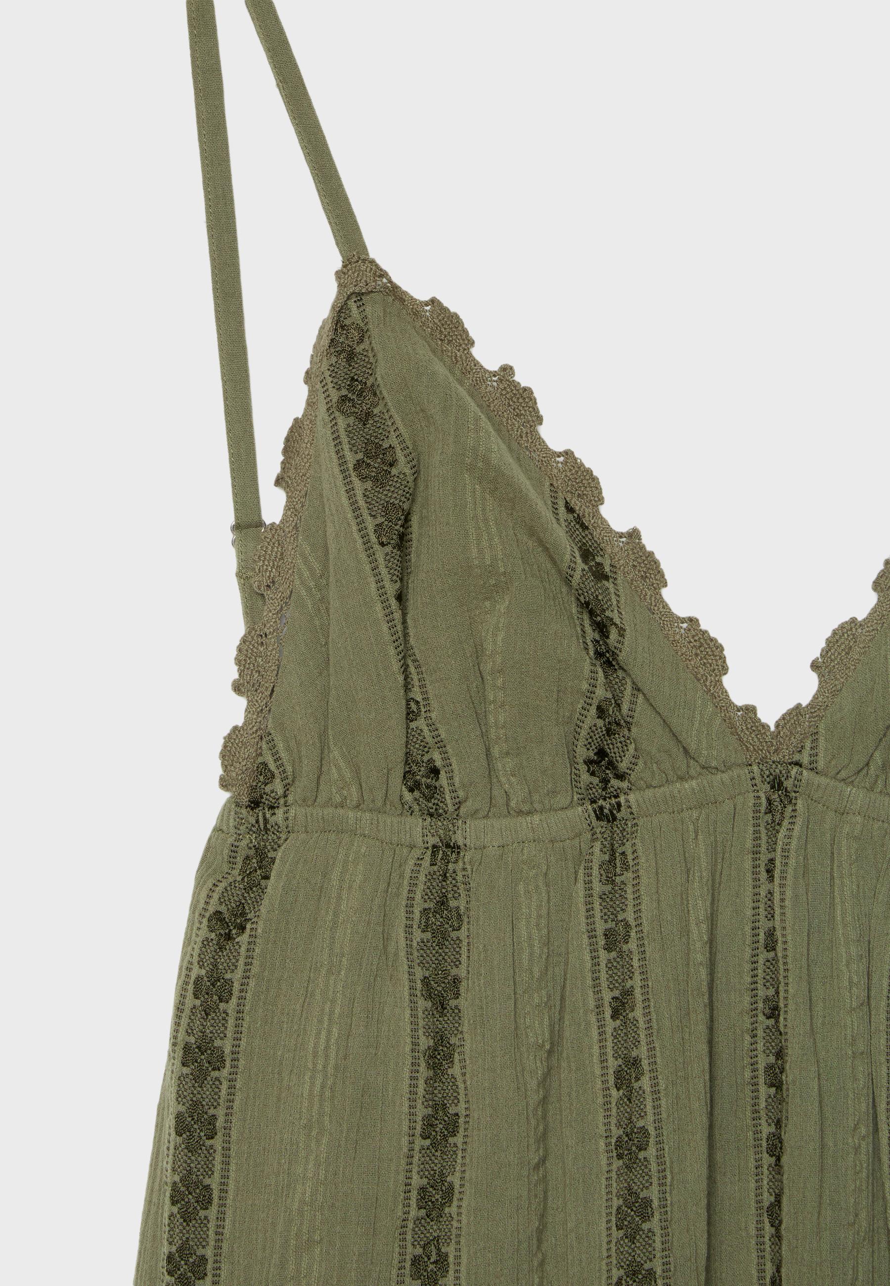 Long flowing dress with open back — Khaki