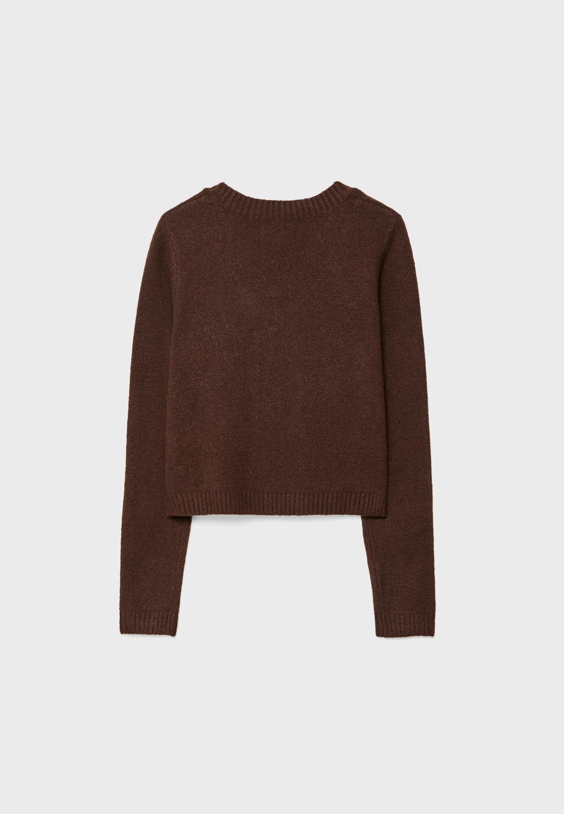 Soft-touch cropped knit sweater Women's fashion Stradivarius