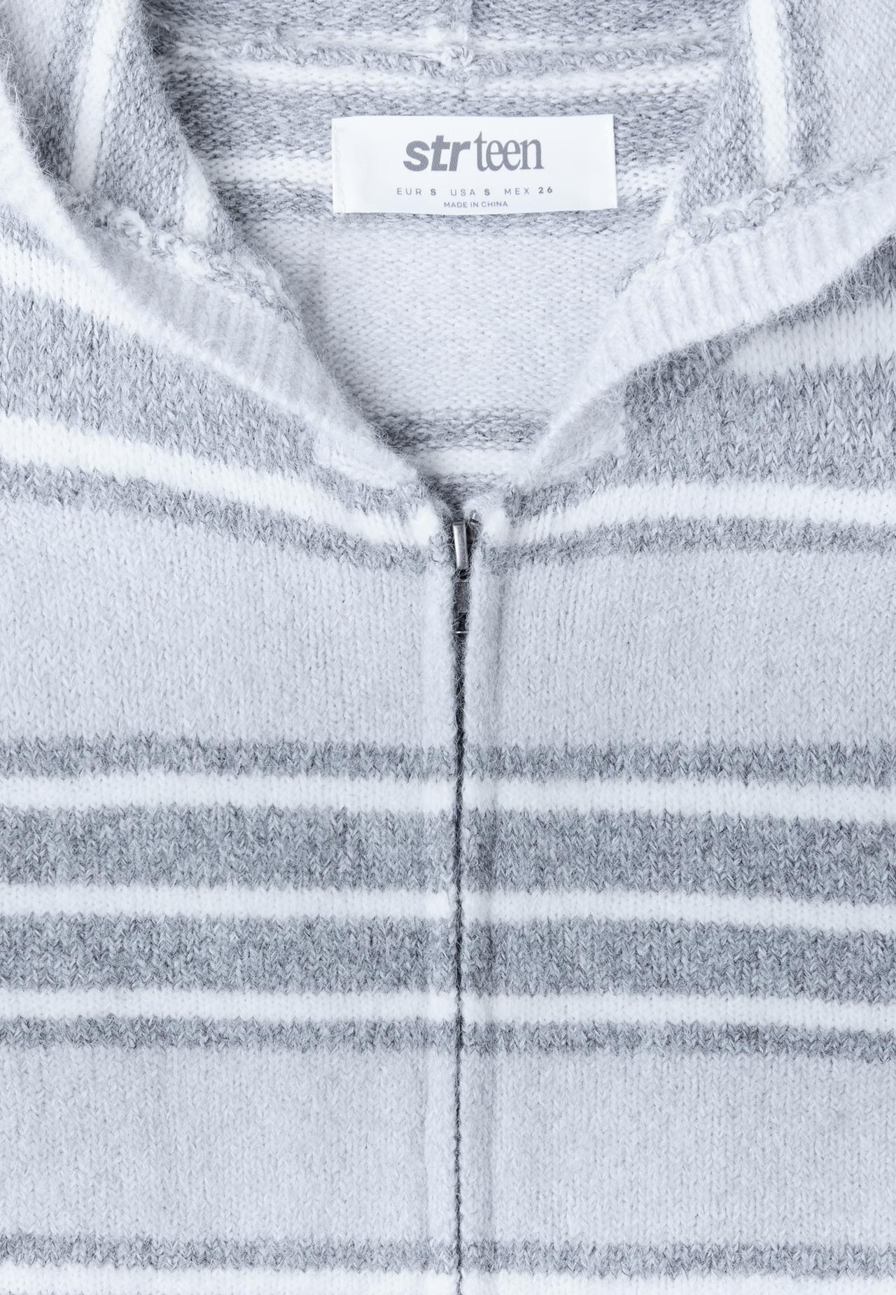 Hooded zip knit cardigan — Dark grey
