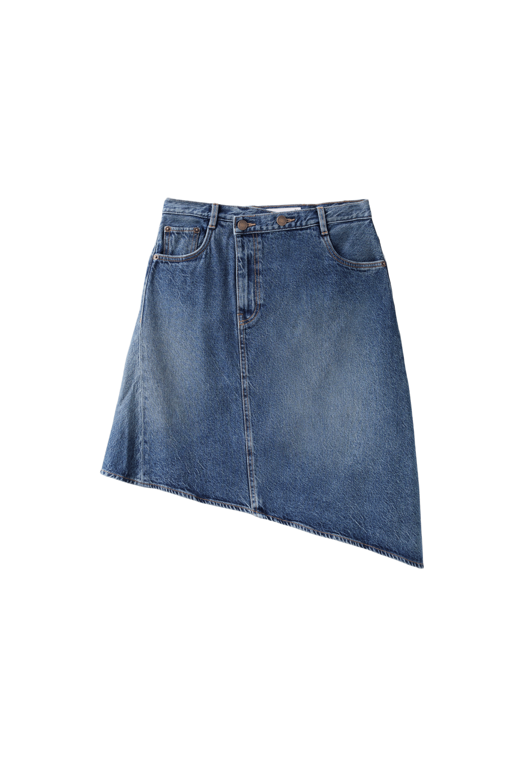 Asymmetric midi skirt — MEDIUM BLUE DENIM