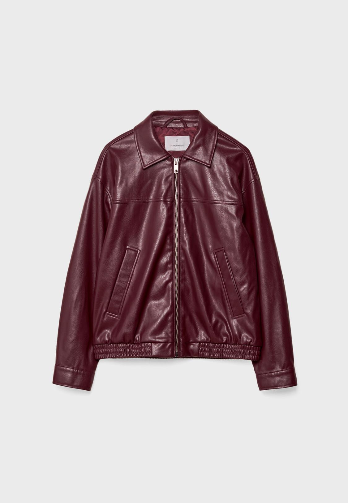 Oversize faux leather jacket