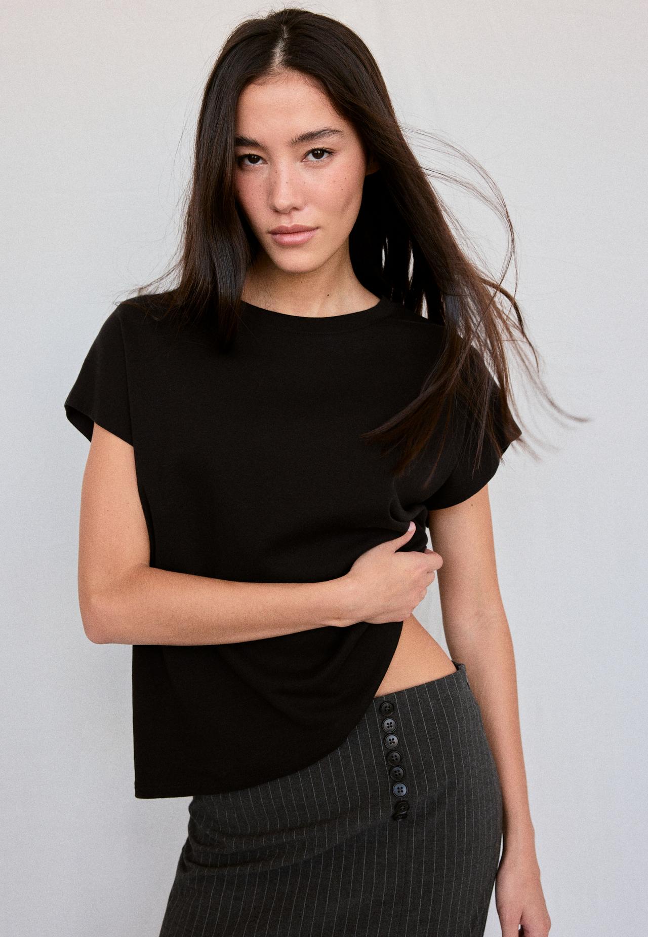 B06 Basic drop shoulder T-shirt — Black
