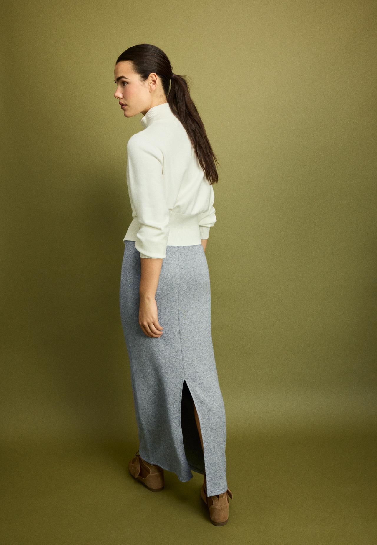 Soft-touch long skirt — Dark grey