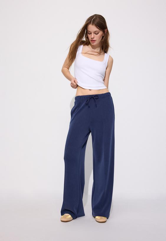 softtouch wideleg jogger trousers with front seam detail
