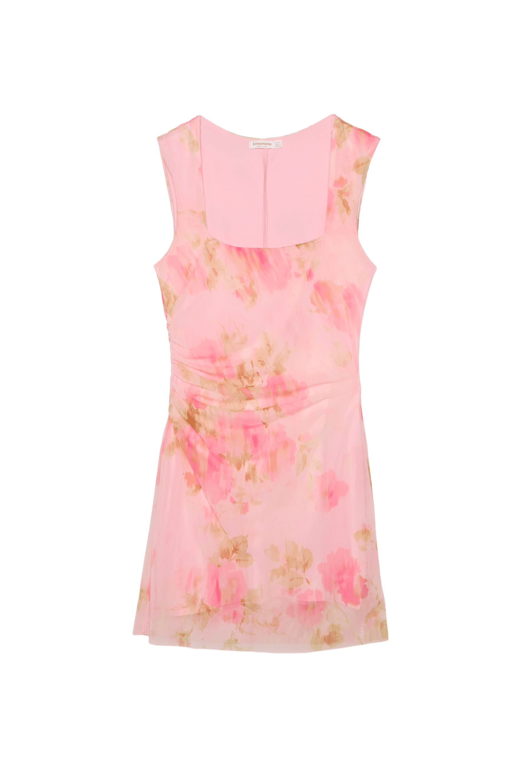 Fitted floral print dress — Pastel pink