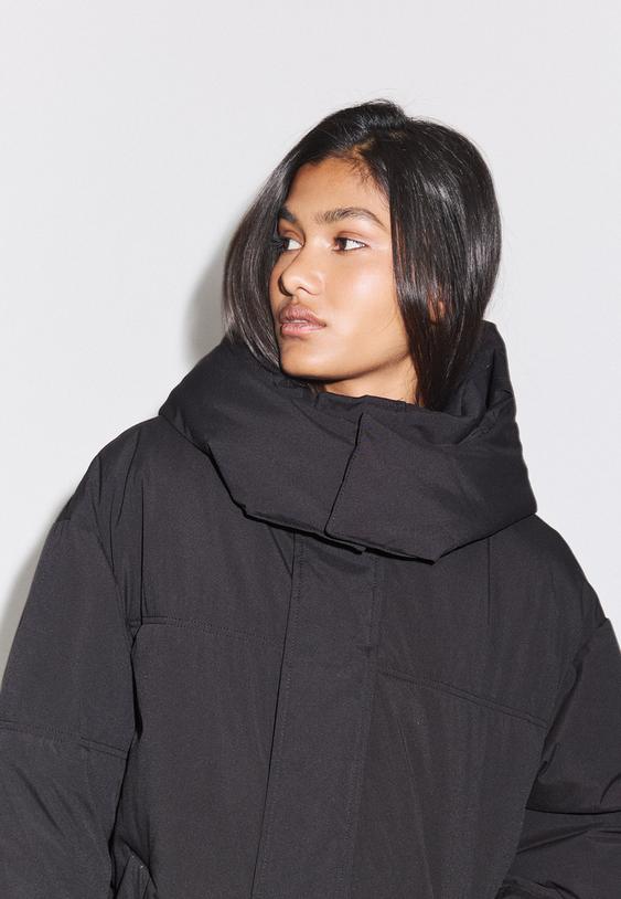 oversize kapusonlu dolgulu ceket