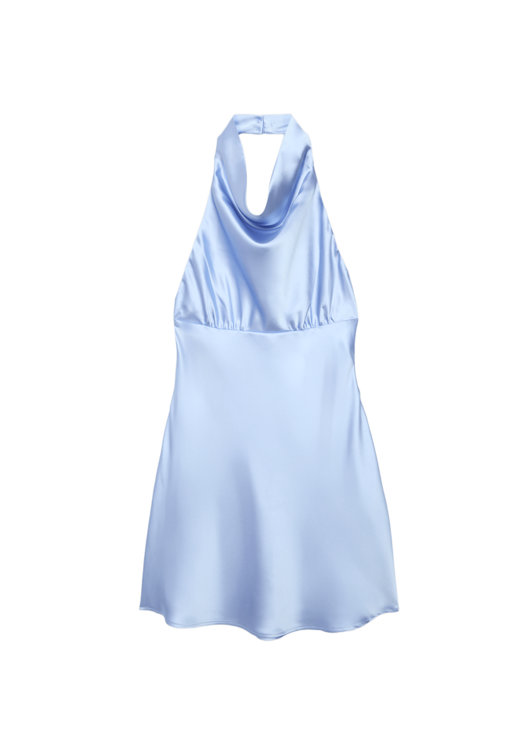 Short satin halterneck dress — Sky blue