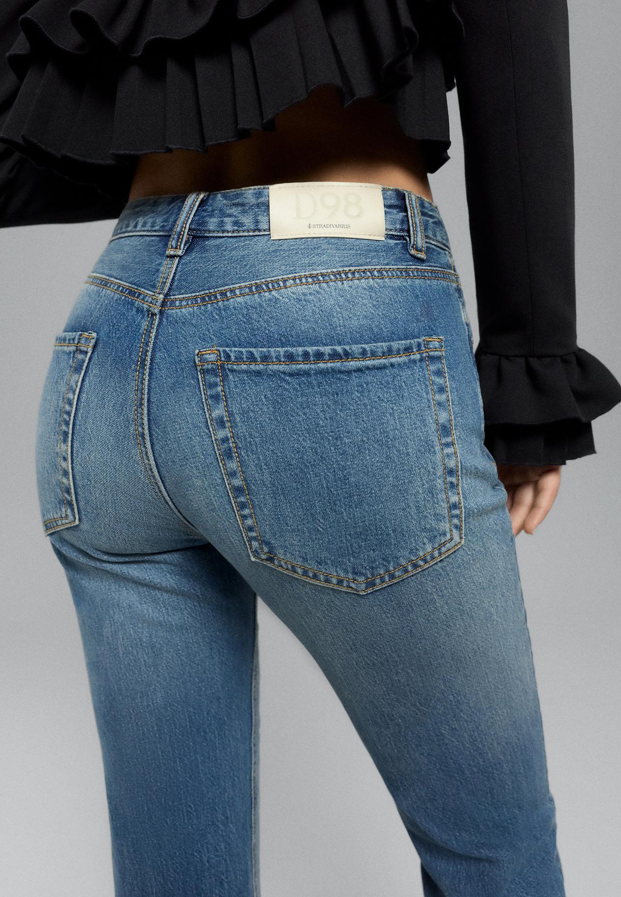 D98 straight-leg vintage effect jeans — MEDIUM BLUE DENIM