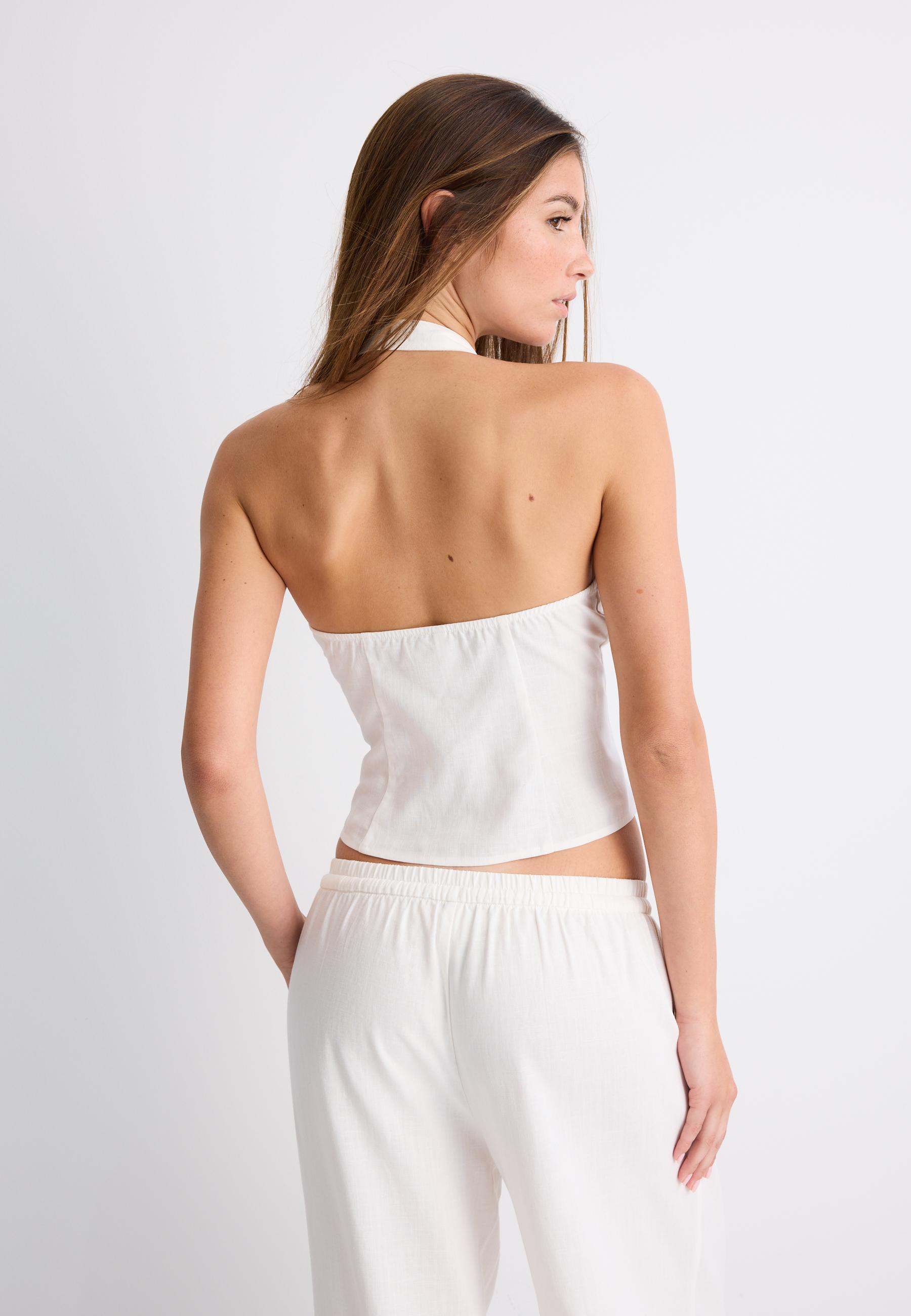Qipao halter yaka düğmeli üst - Görsel 19