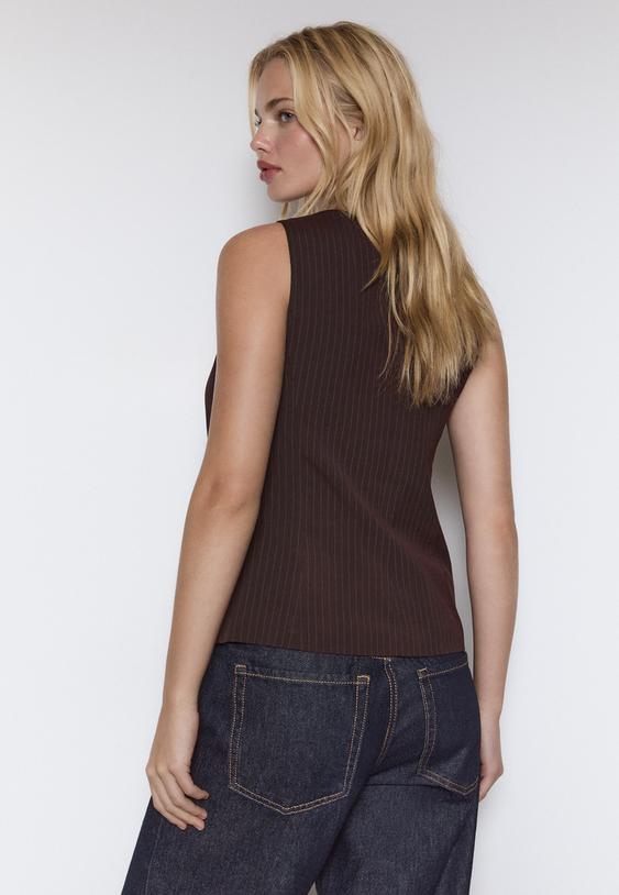 gilet met knopen en strepen in regular fit