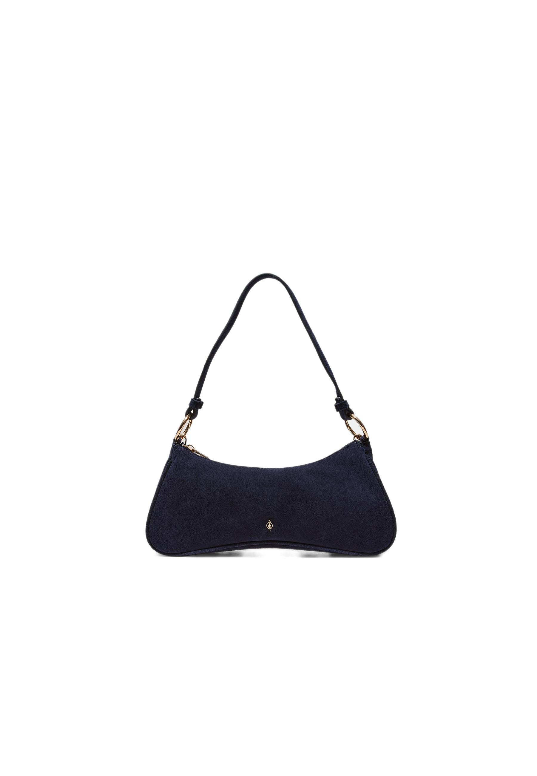 100% leather moon crossbody bag — Navy blue