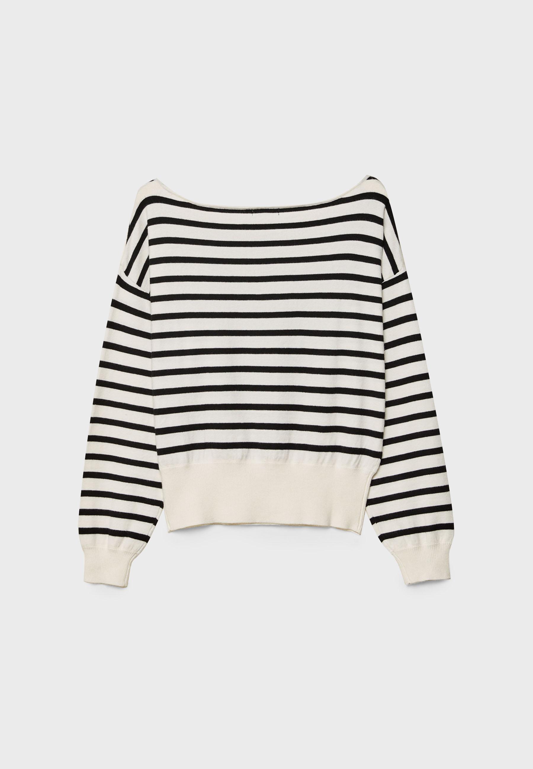 Asymmetric knit sweater — Ecru