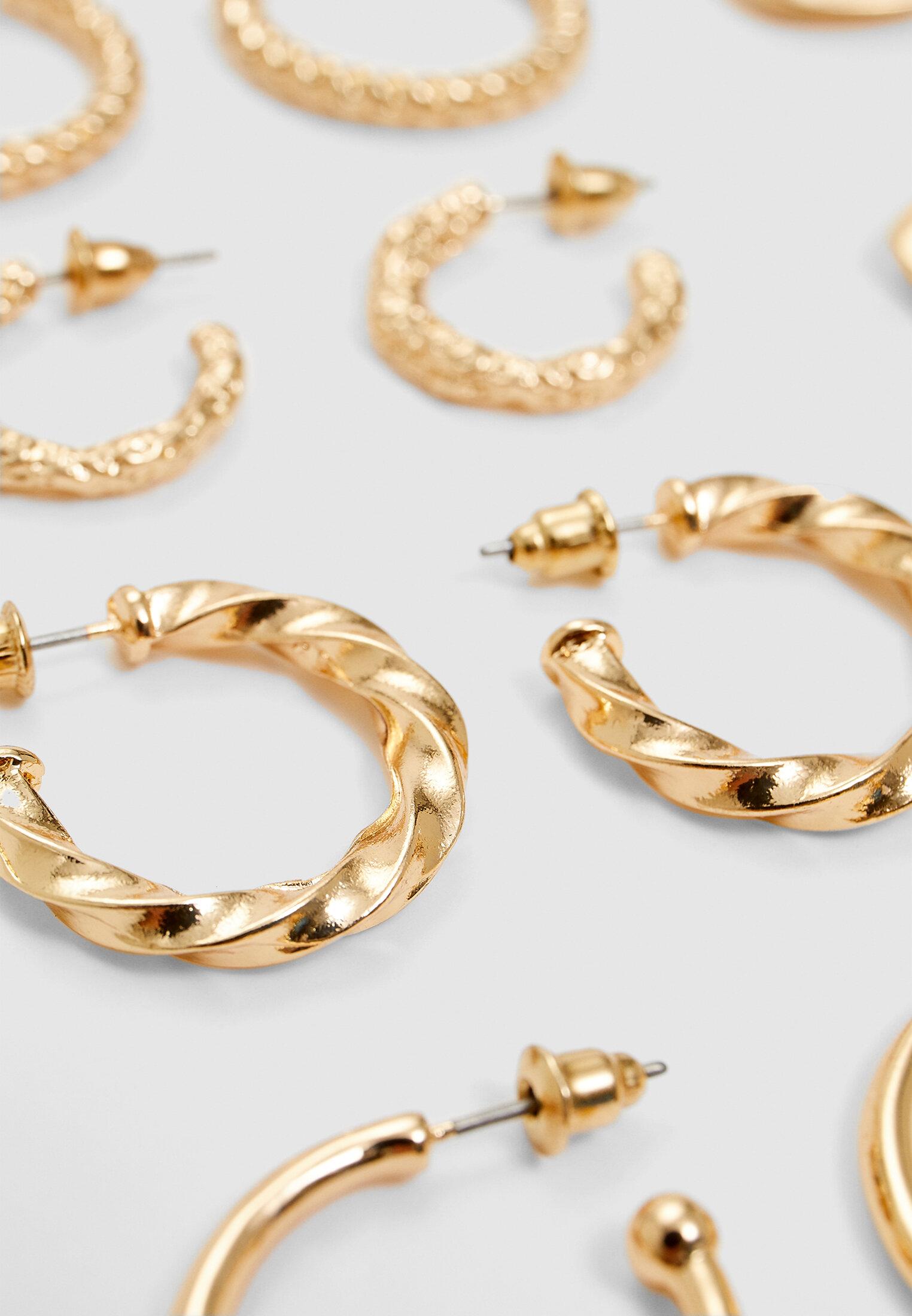 Set of 6 pairs of basic earrings — Gold