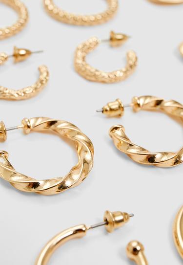 Set of 6 basic earrings — Gold 3