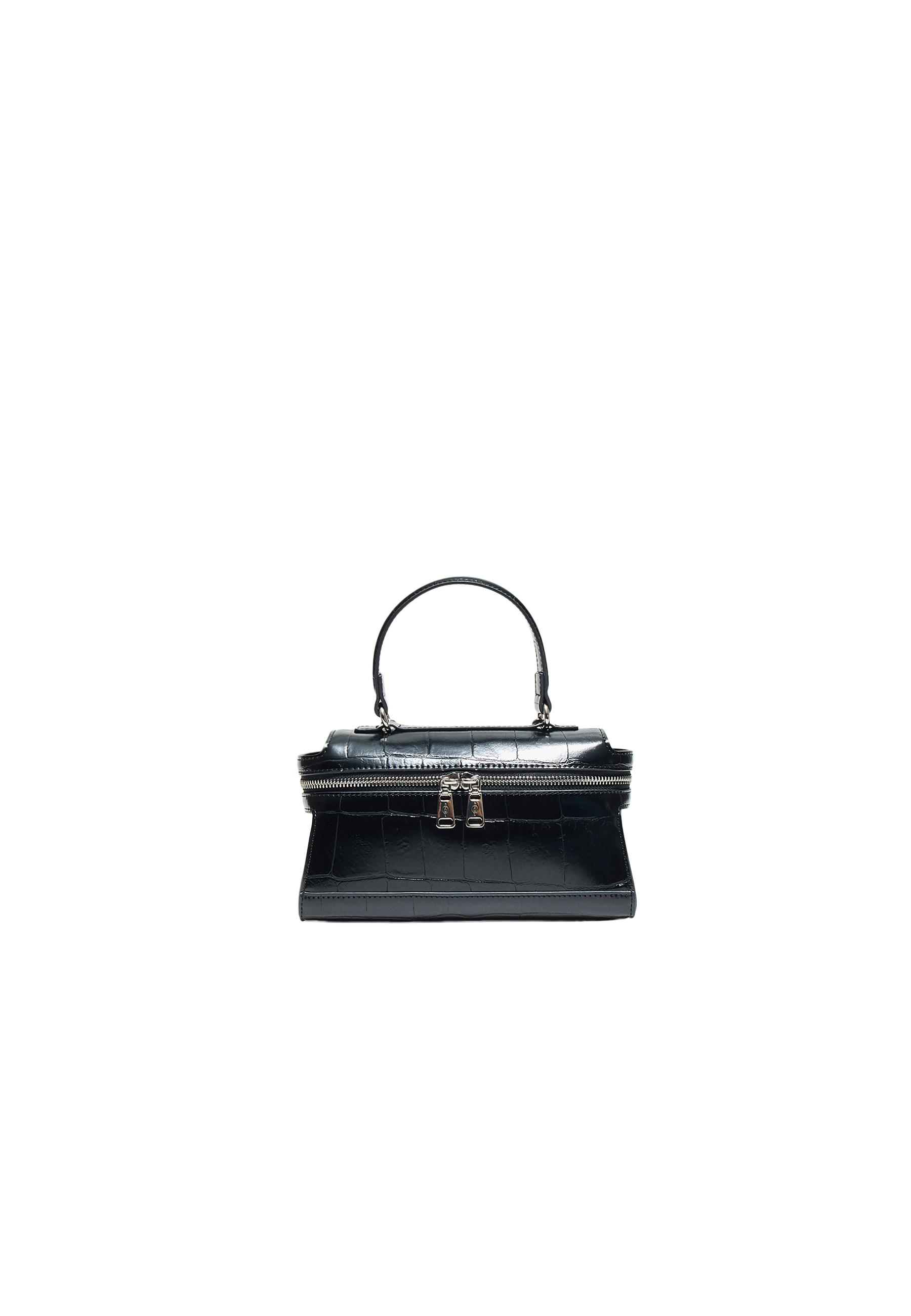 Mini coconut-effect crossbody bag — Black