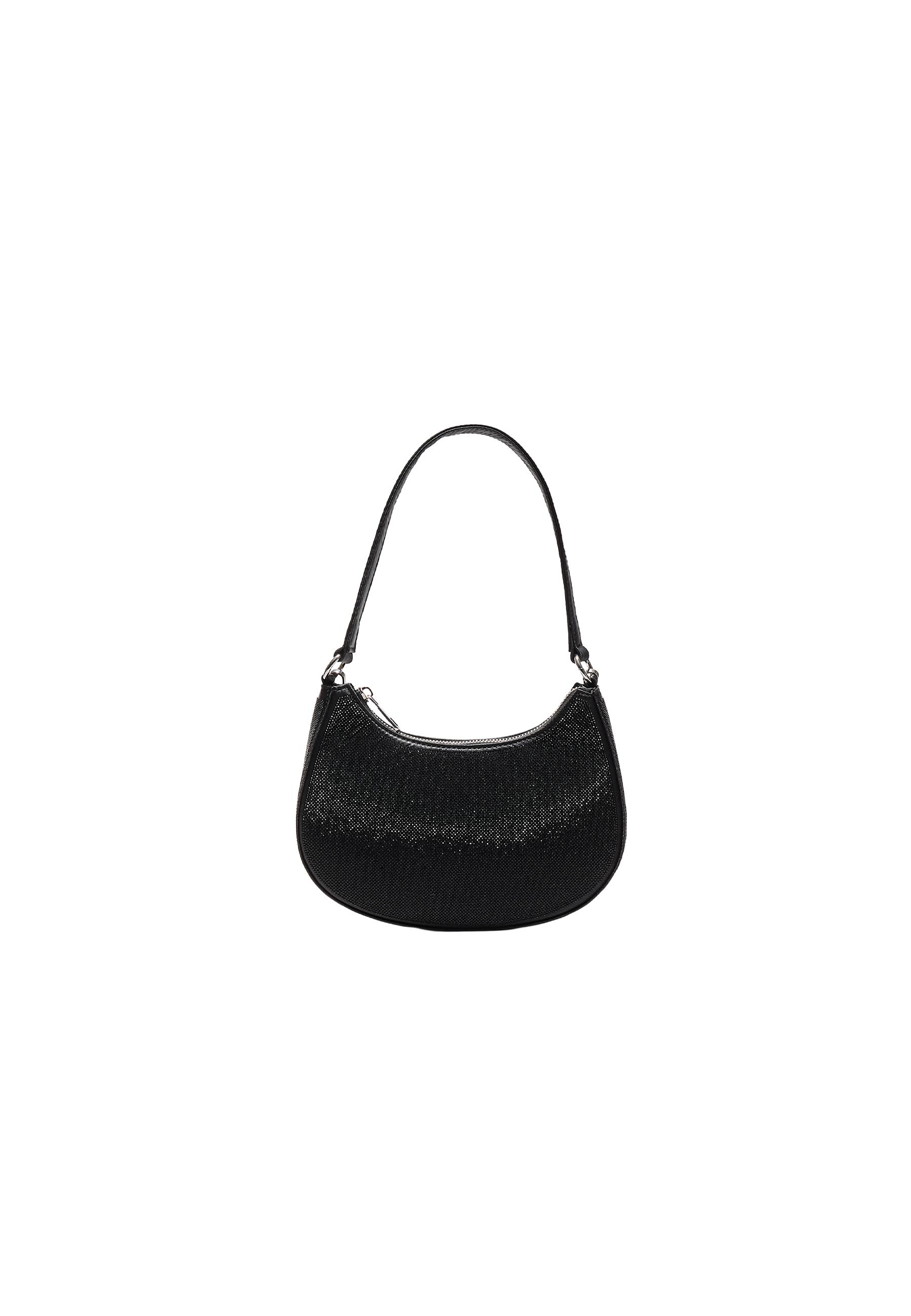 Shoulder Bag with Rhinestones — Black