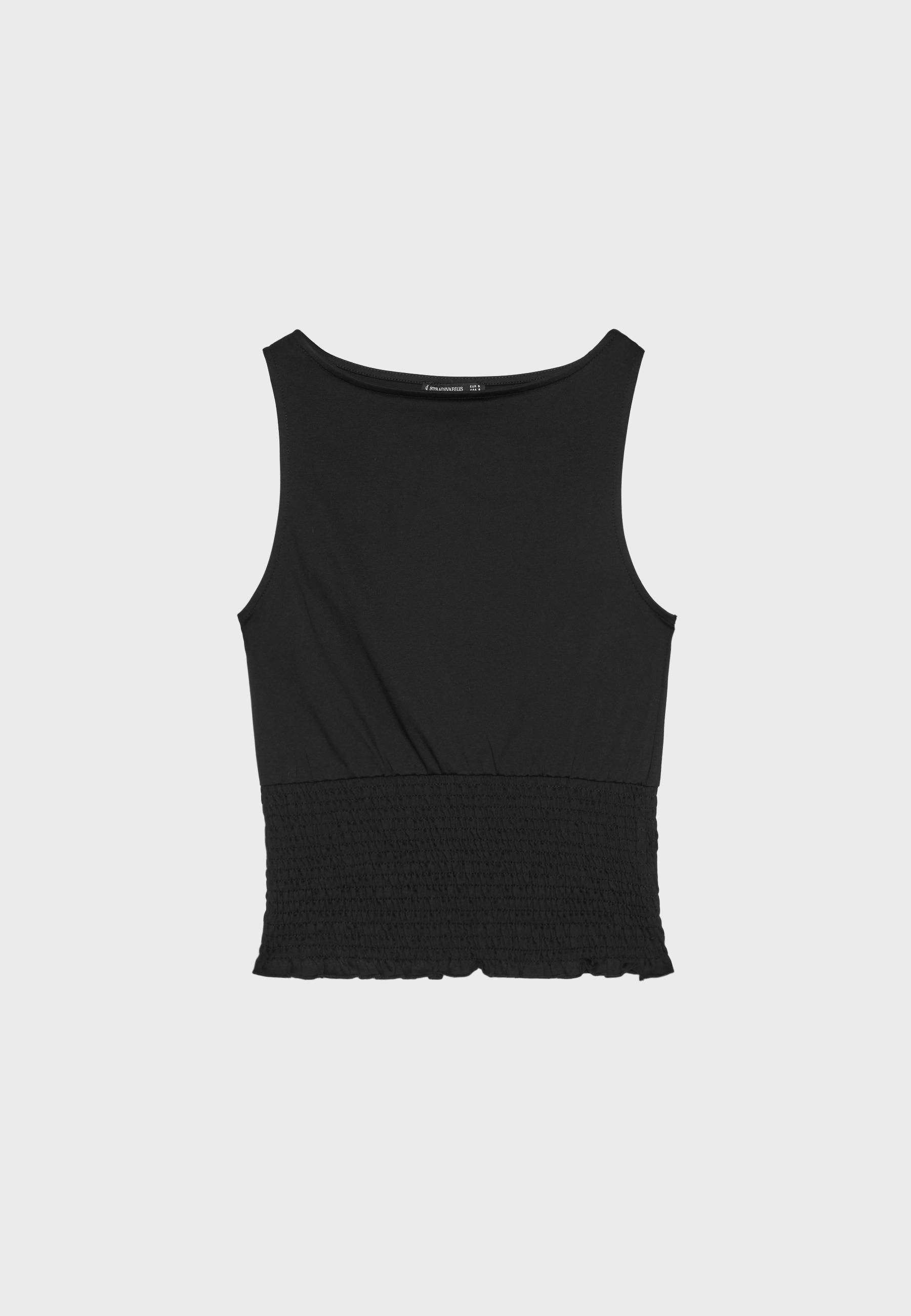 Elasticated T-shirt — Black