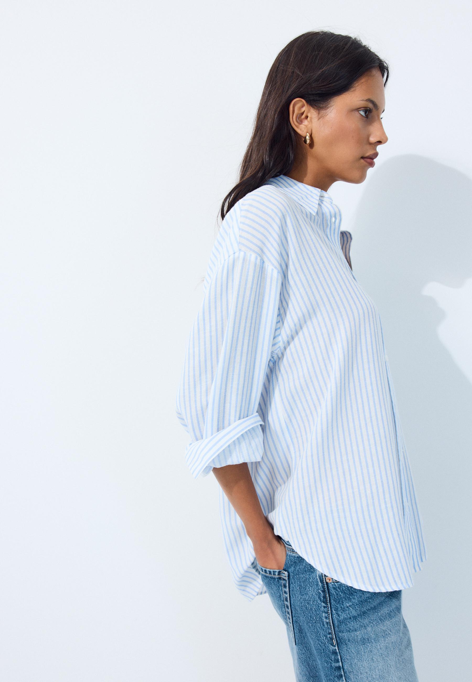 Linen-effect shirt — Sky blue