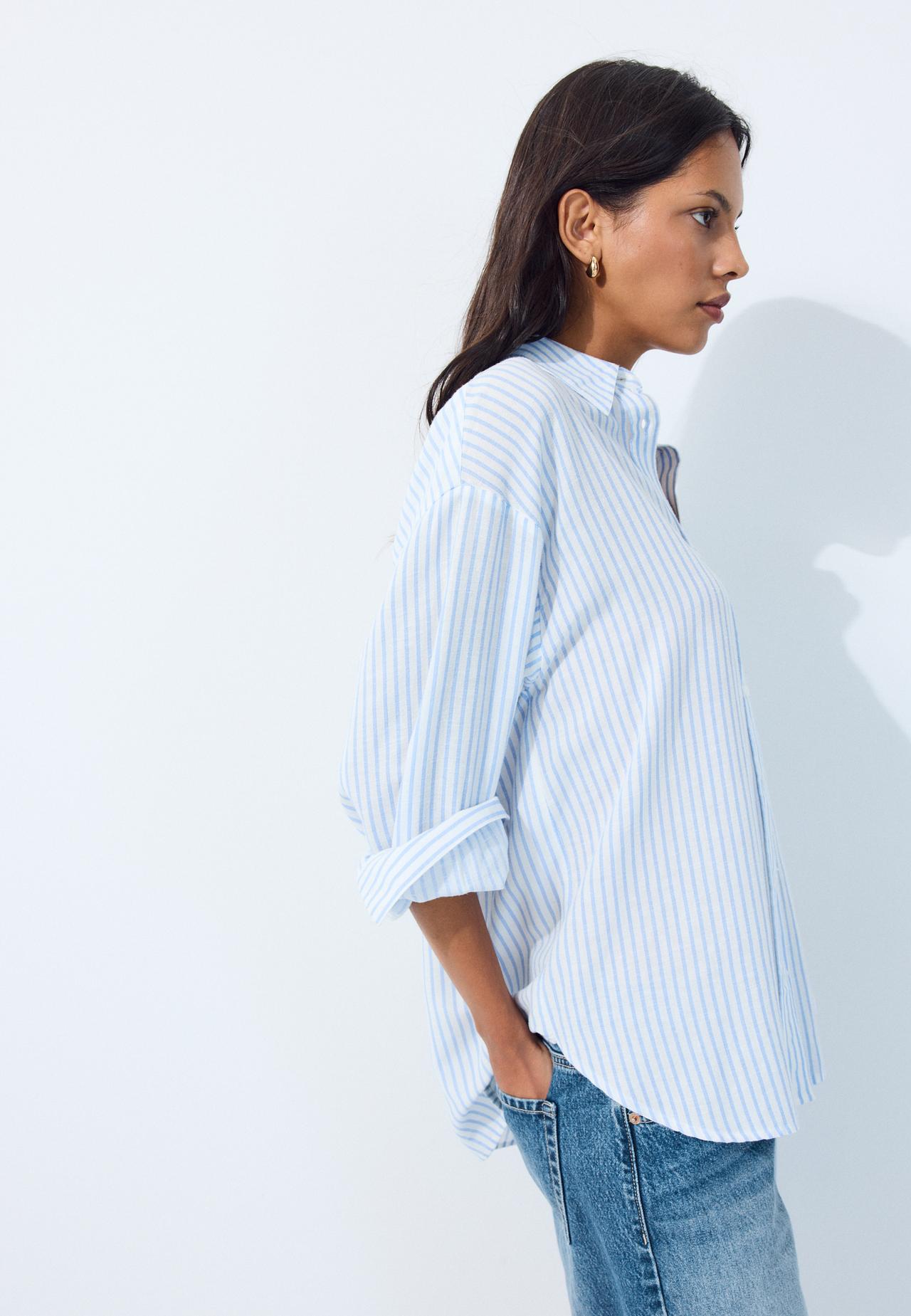 Linen effect shirt — Sky blue