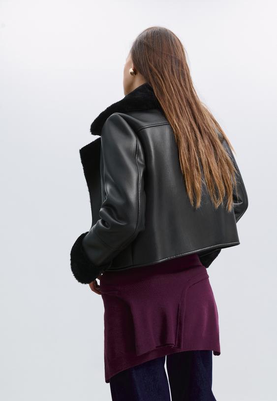 cazadora biker doble faz efecto piel