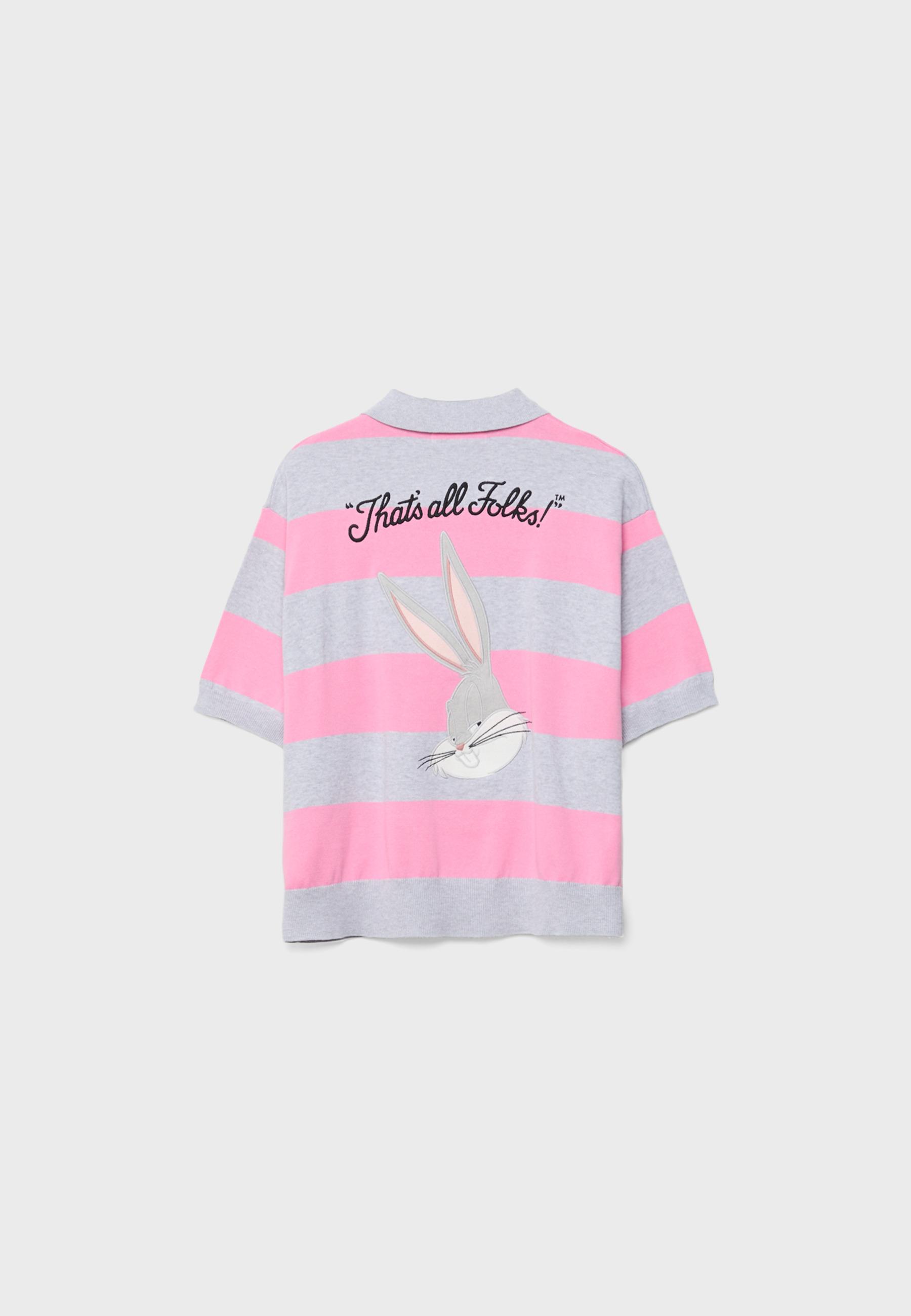 Bugs Bunny knit polo shirt — Pastel pink