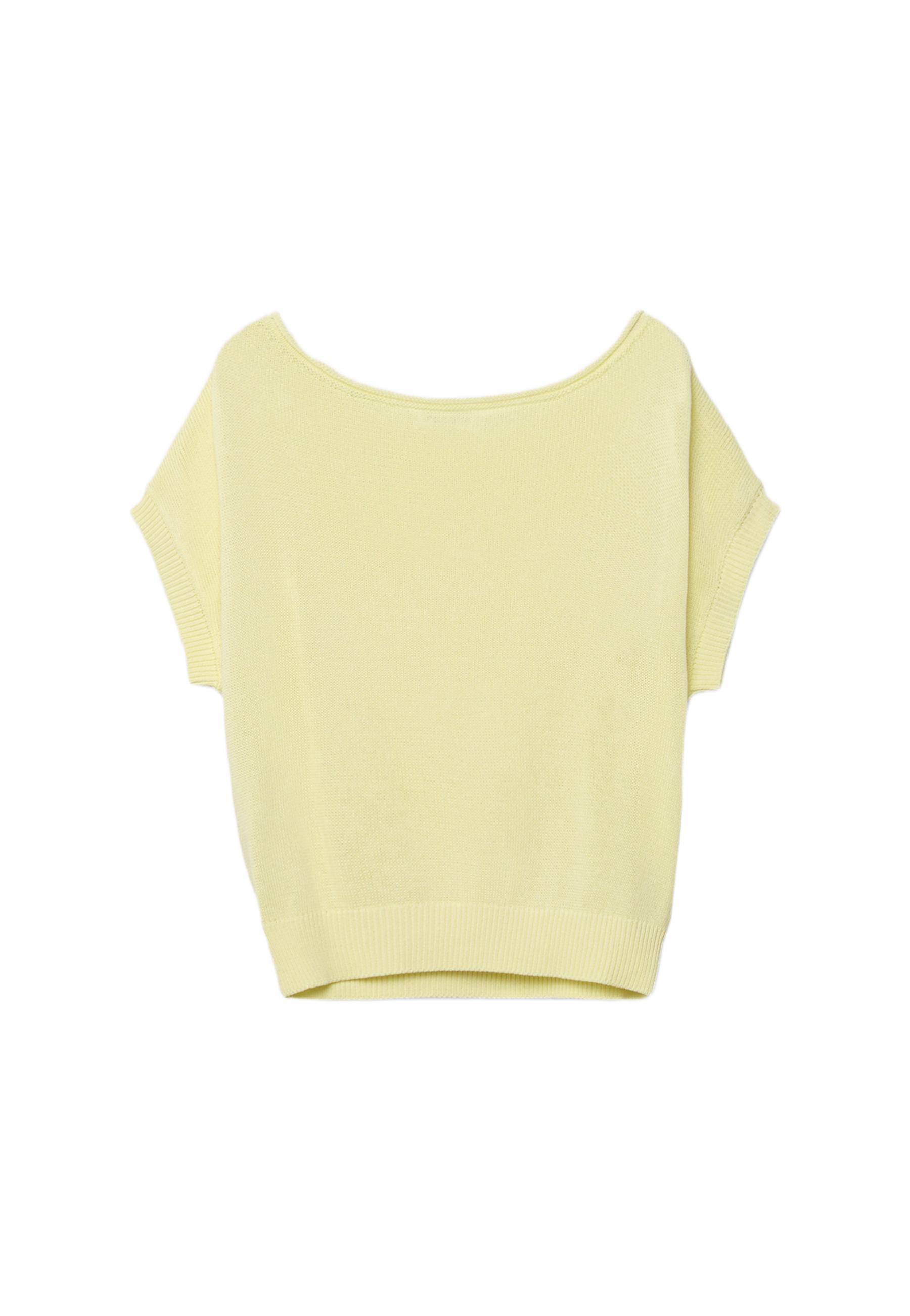Rustic knit boat neck top — Pastel yellow